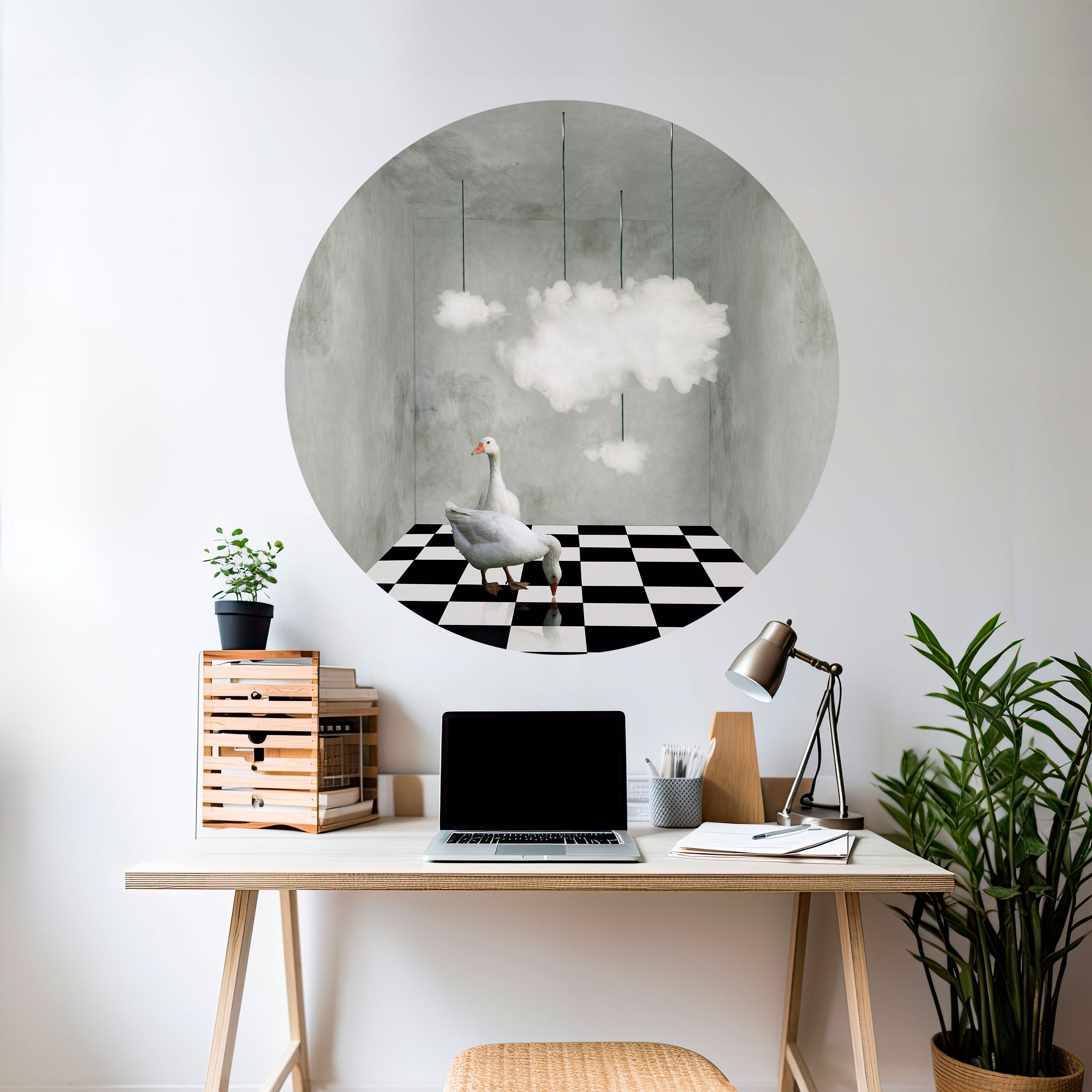 CHESS CLOUD SWAN Naklejka okrągła