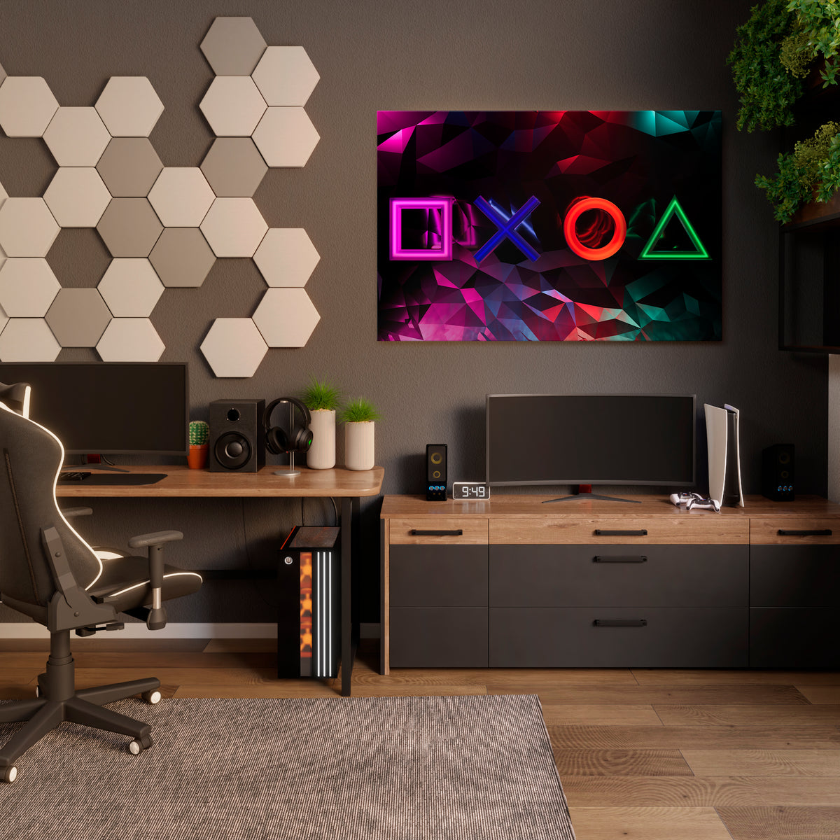 GEOMETRIC GAMER ICONS Poziomy obraz na płótnie