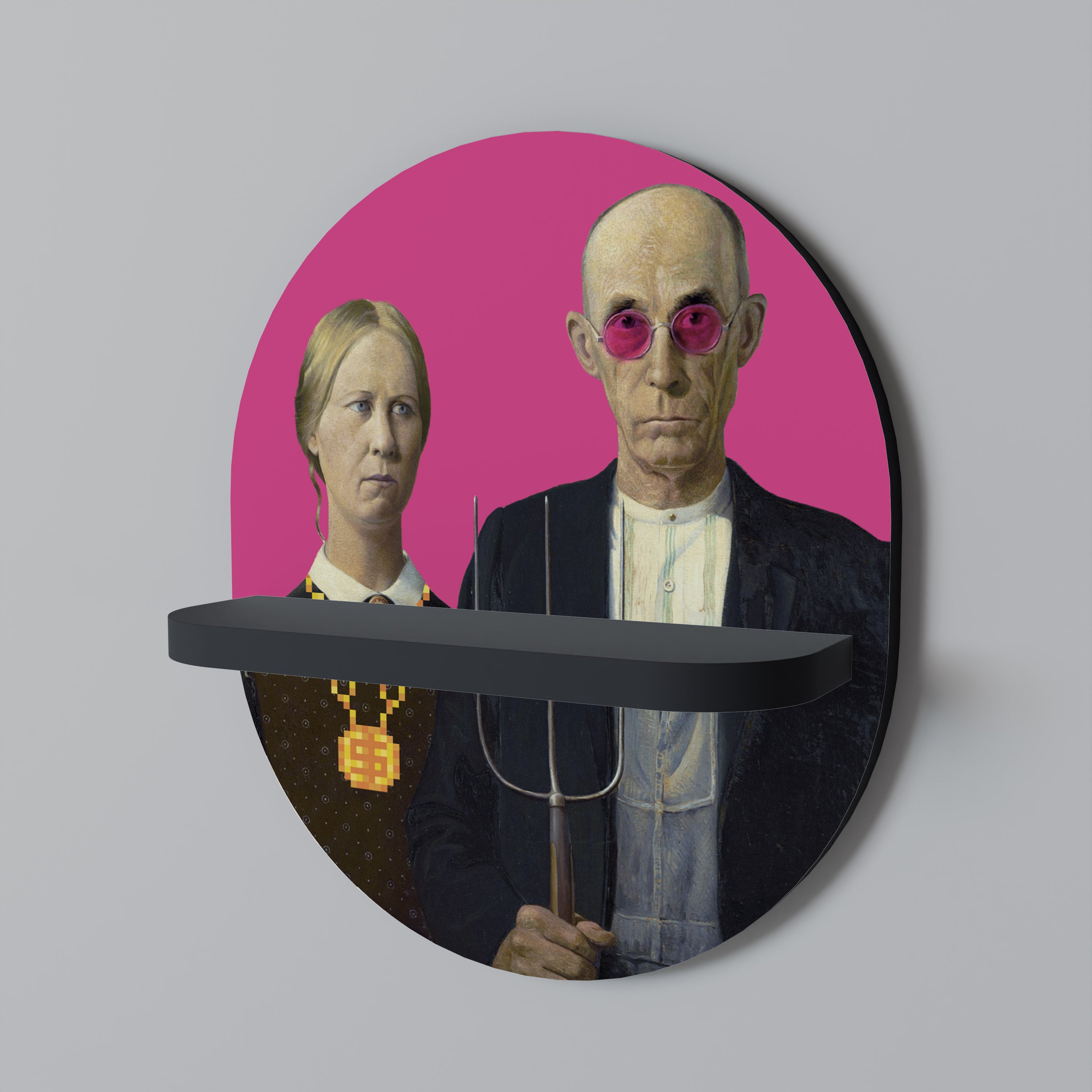 AMERICAN GOTHIC BLING Półka owalna Czarna