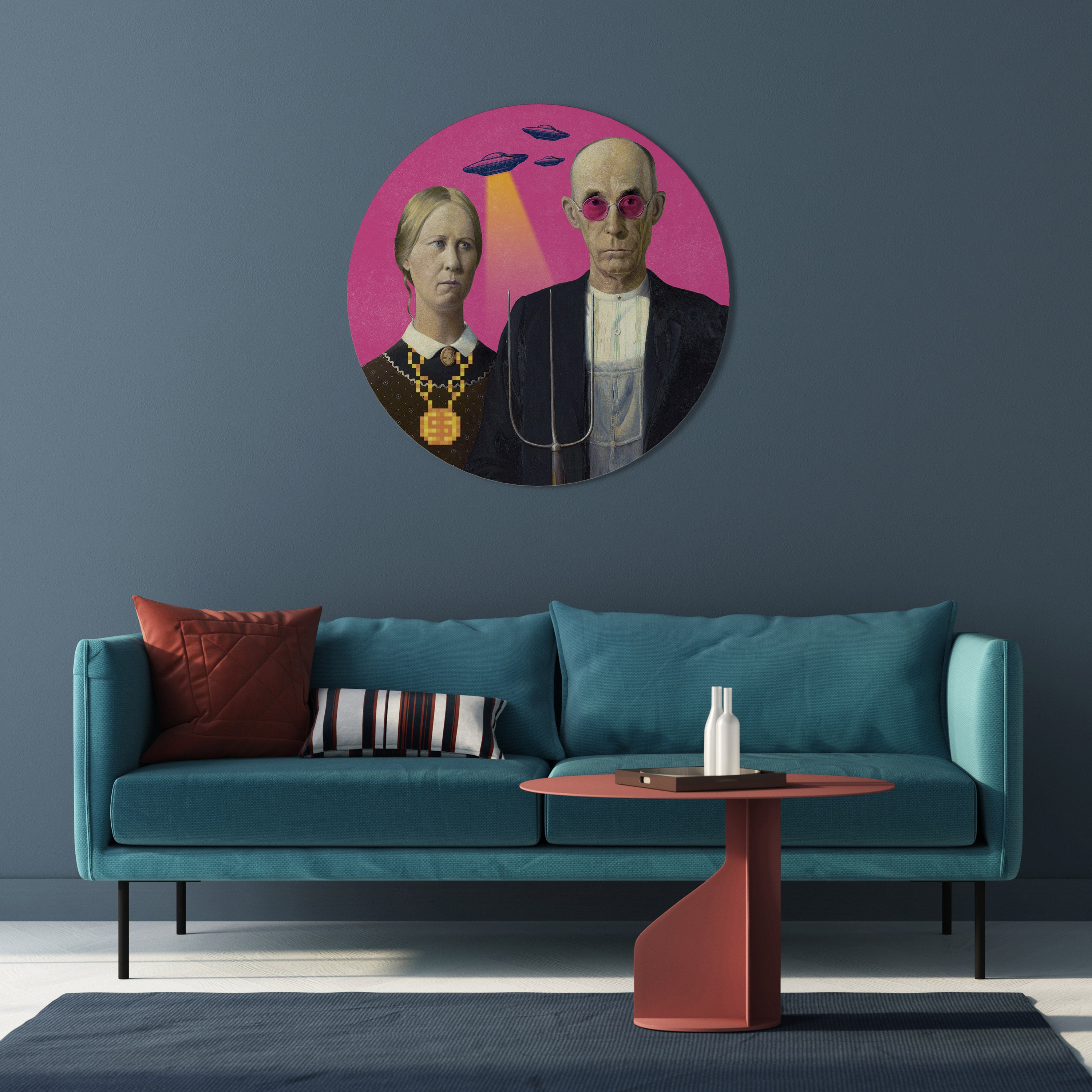 AMERICAN GOTHIC ALIEN Obraz okrągły