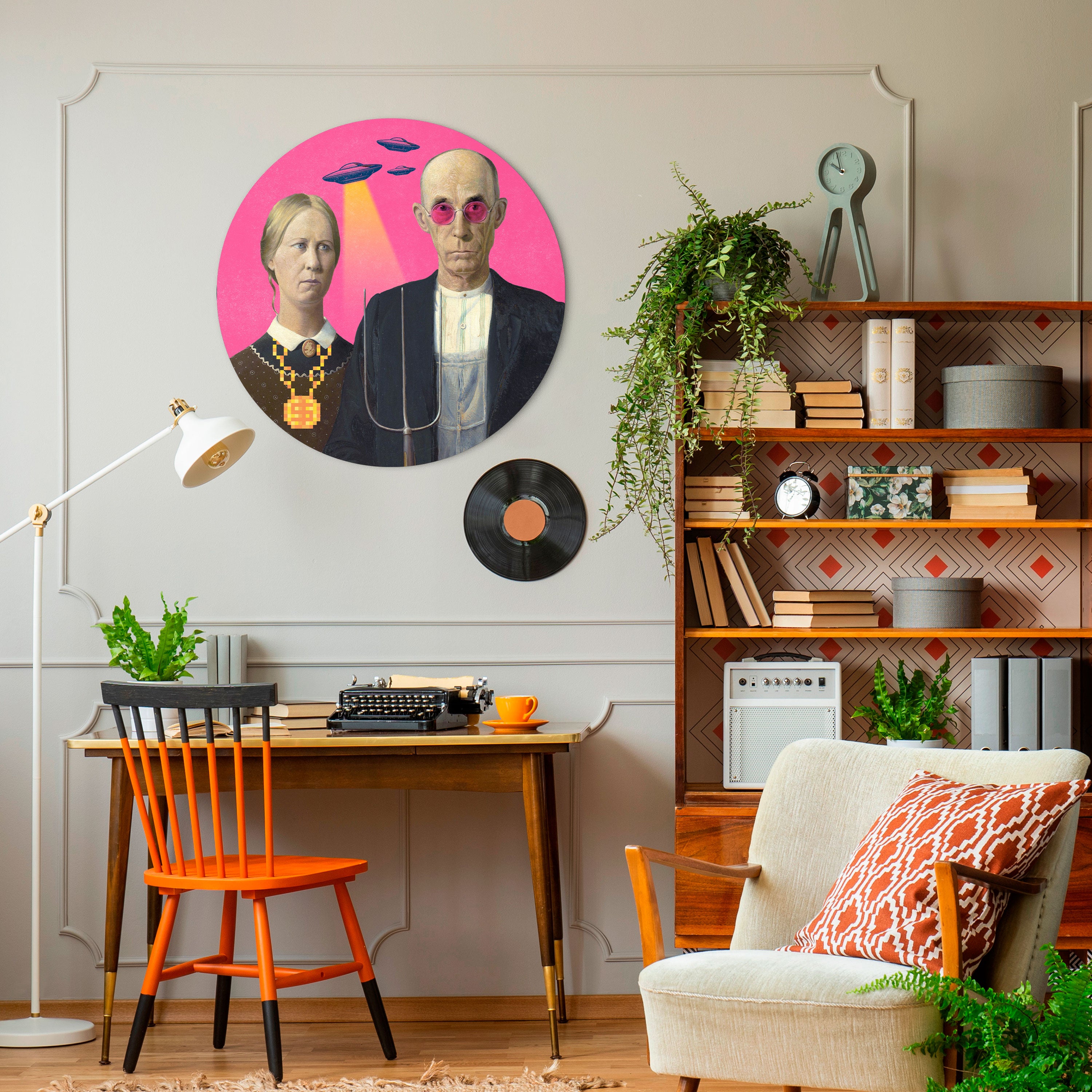 AMERICAN GOTHIC ALIEN Obraz okrągły