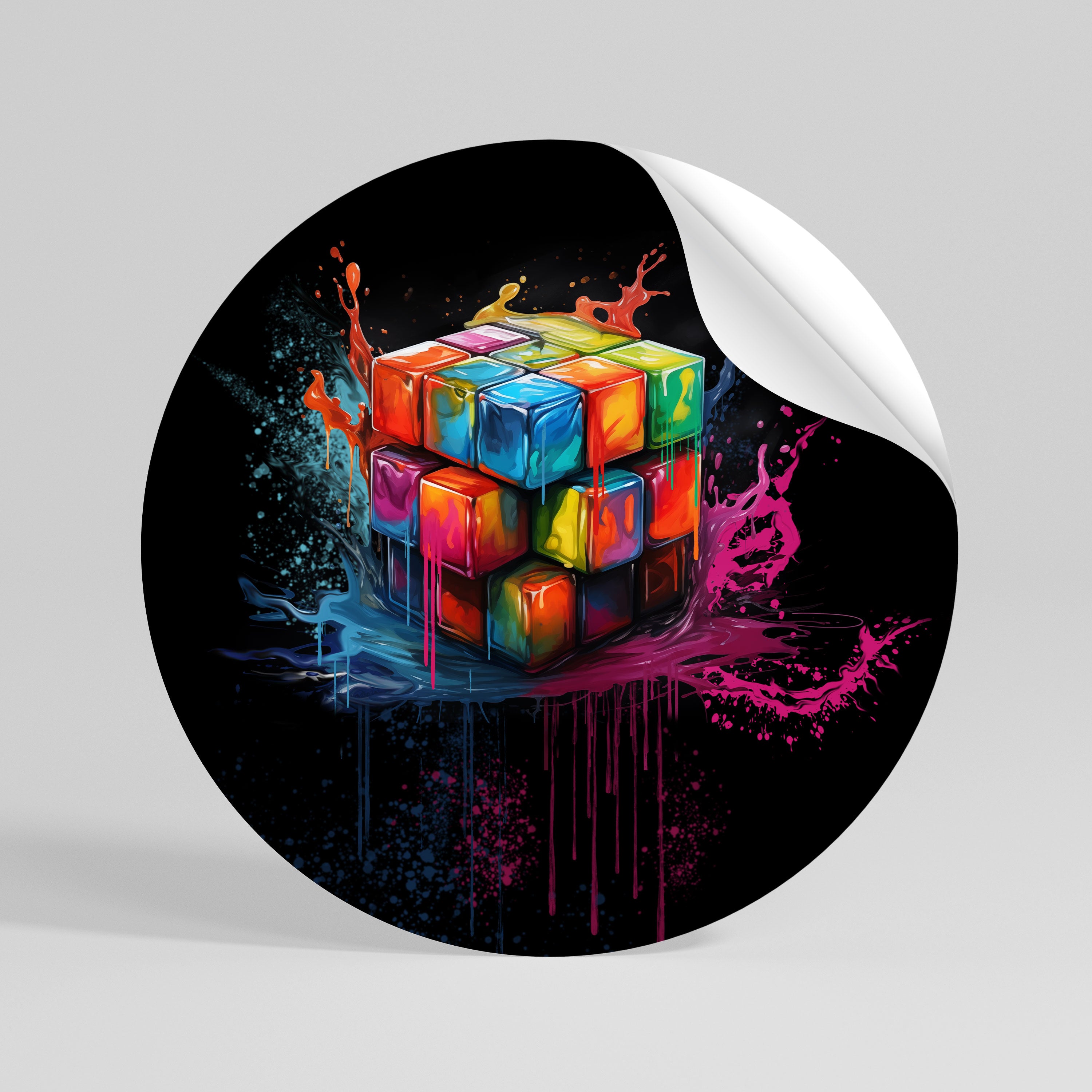 CUBE FUSION Naklejka - okrągła