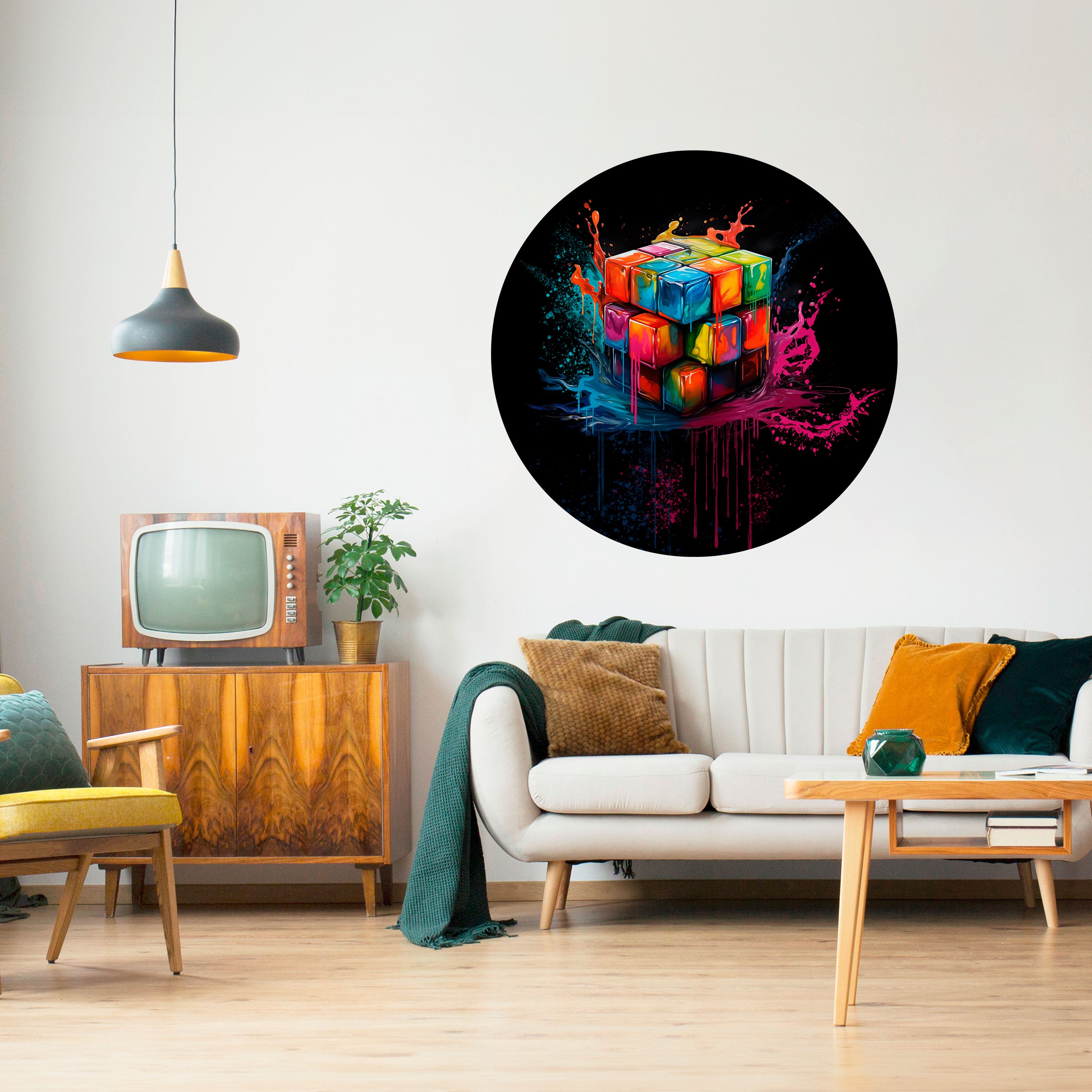 CUBE FUSION Naklejka okrągła