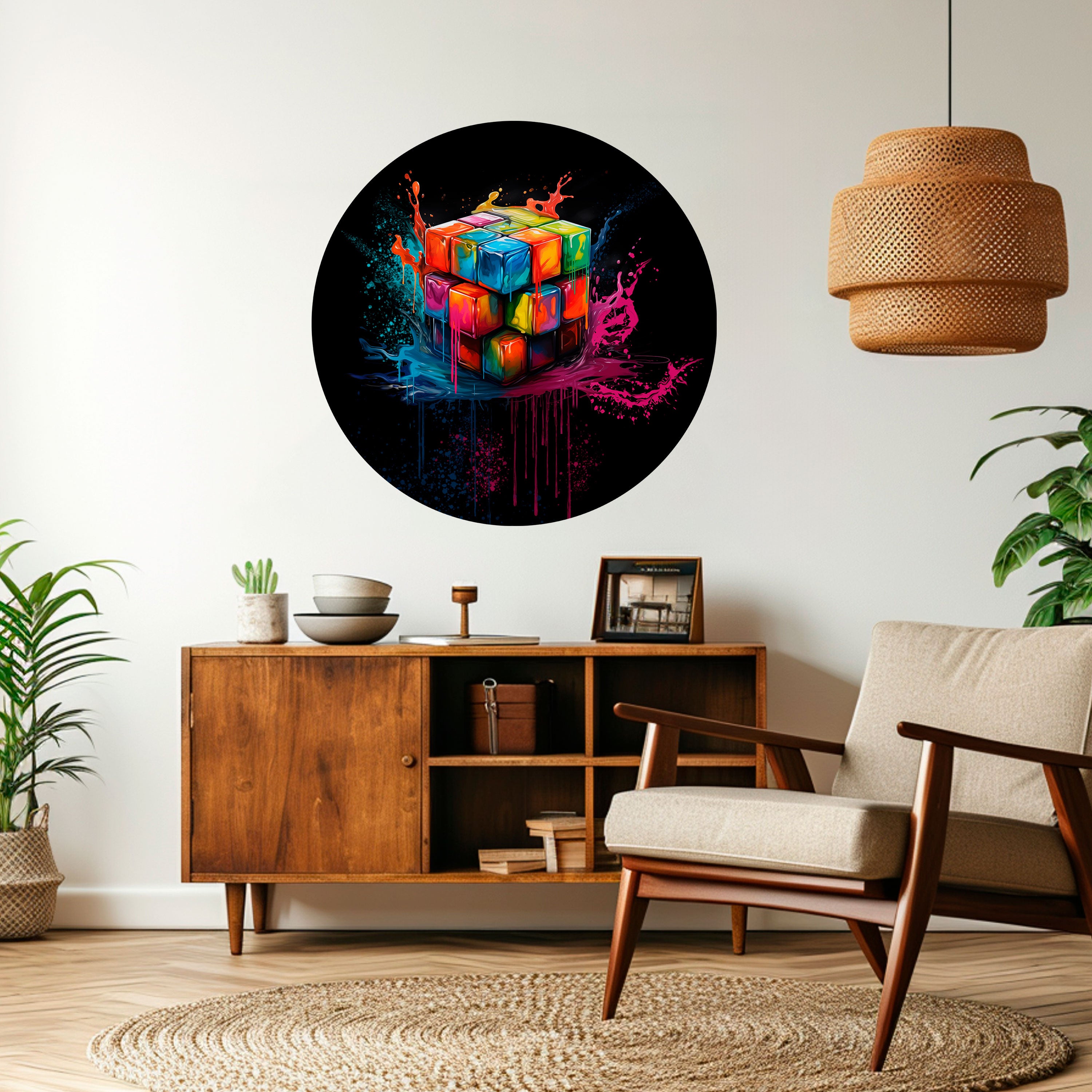 CUBE FUSION Naklejka okrągła