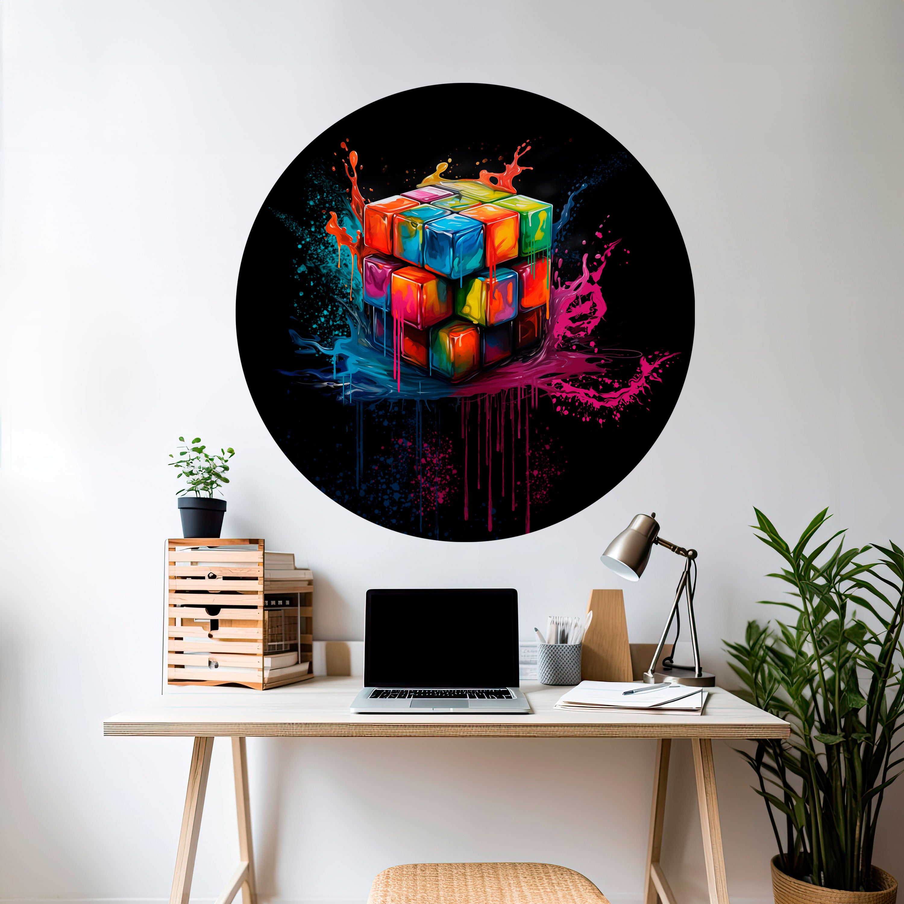 CUBE FUSION Naklejka okrągła