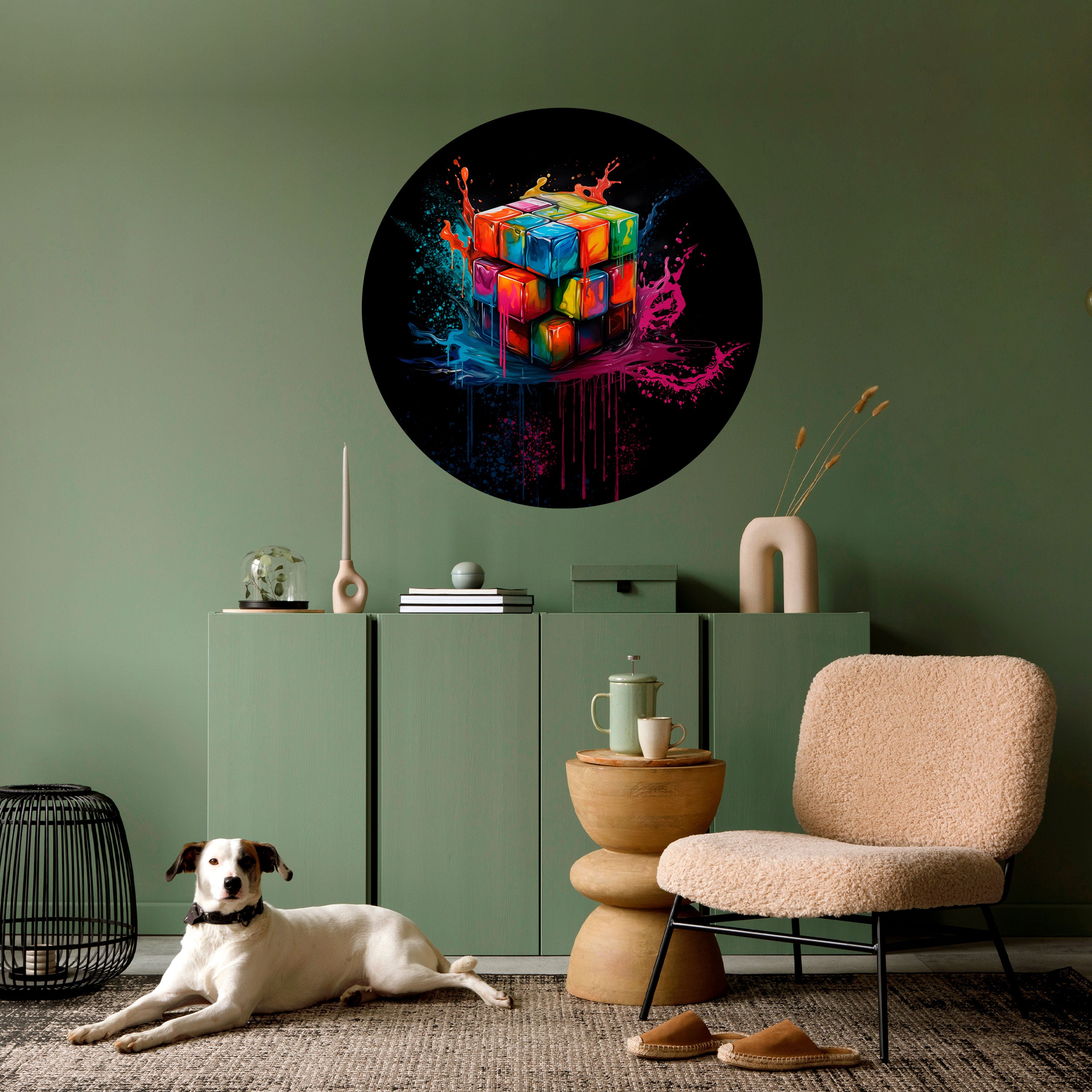 CUBE FUSION Naklejka okrągła