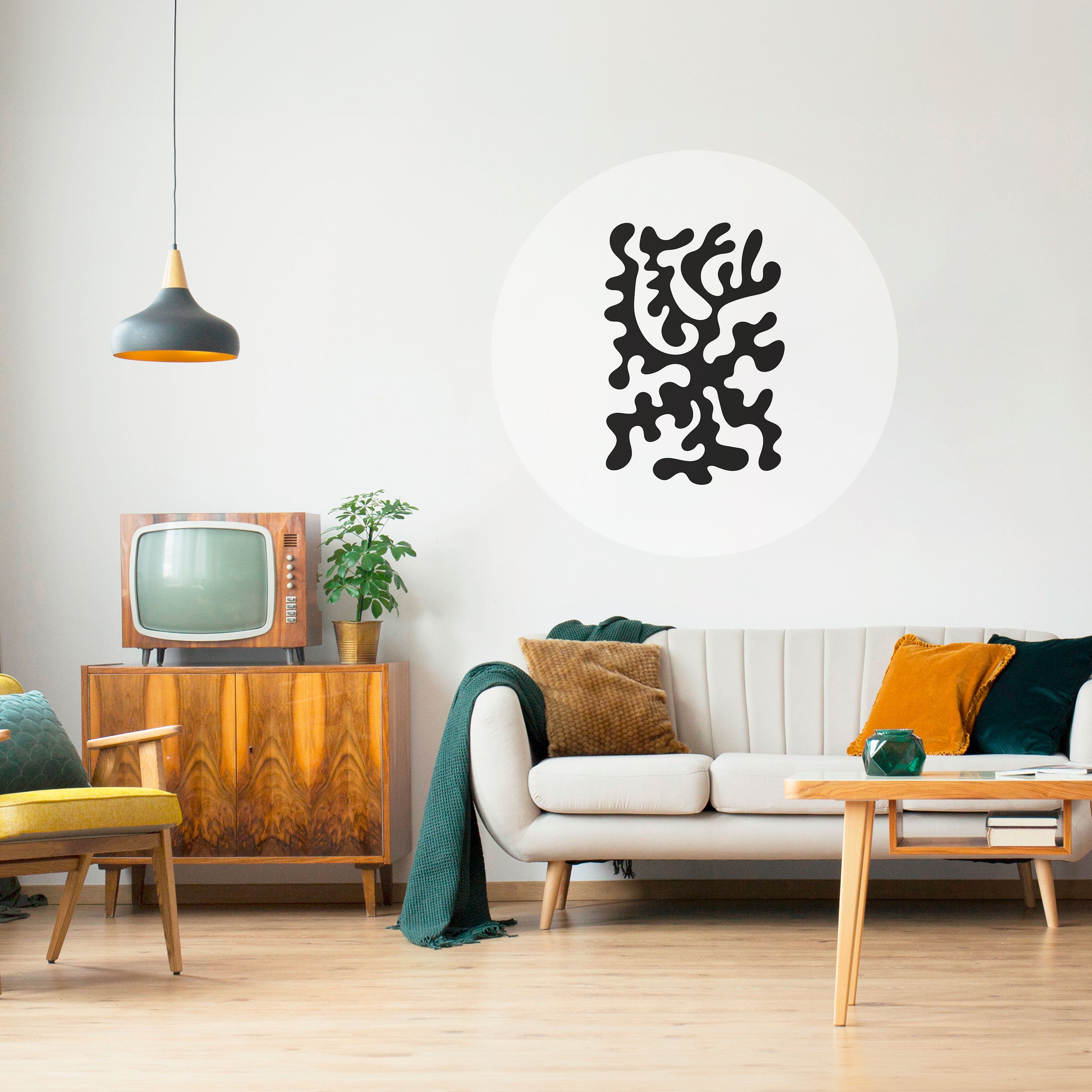 CHARCOAL CASCADE Naklejka okrągła