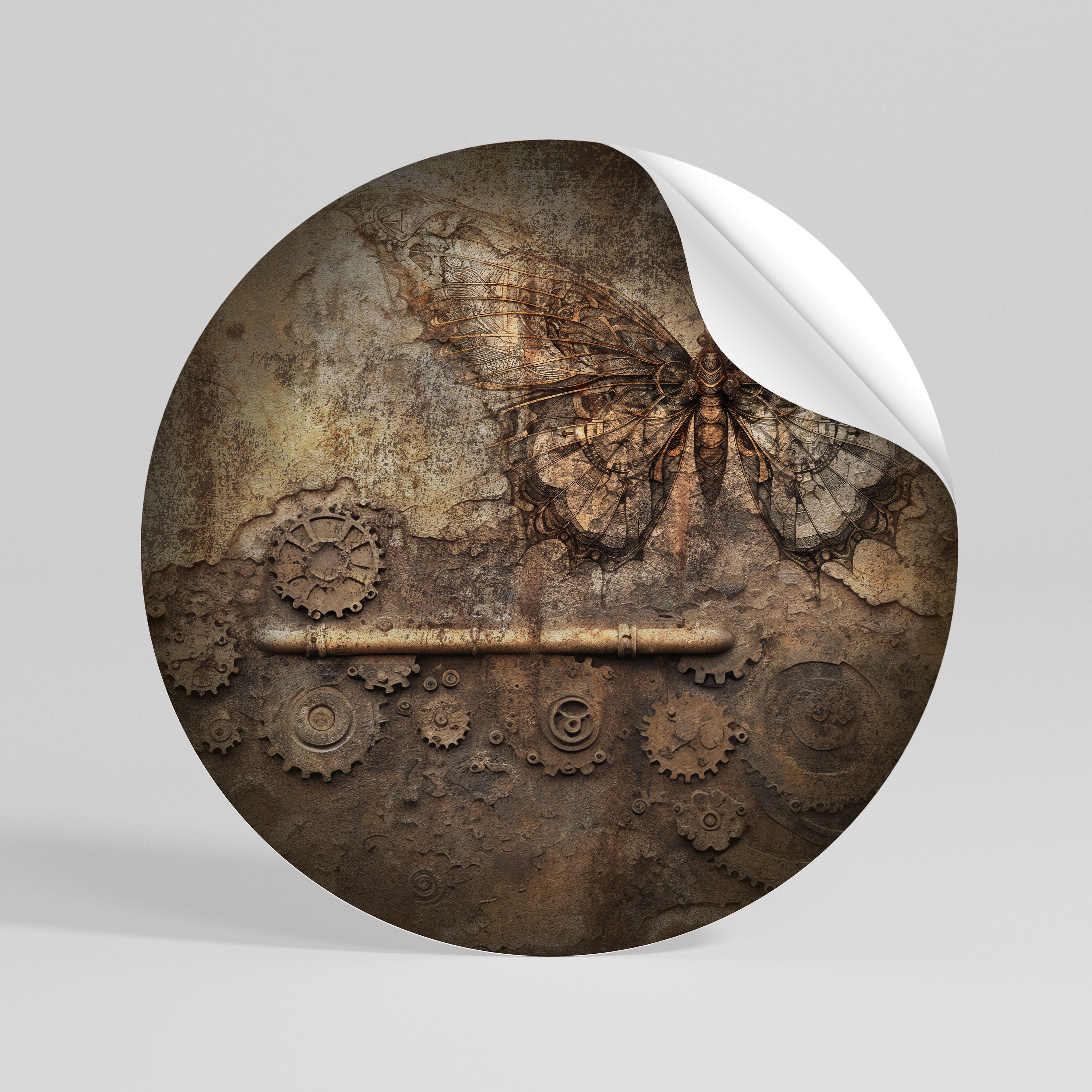 MECHANICAL BUTTERFLY Naklejka okrągła