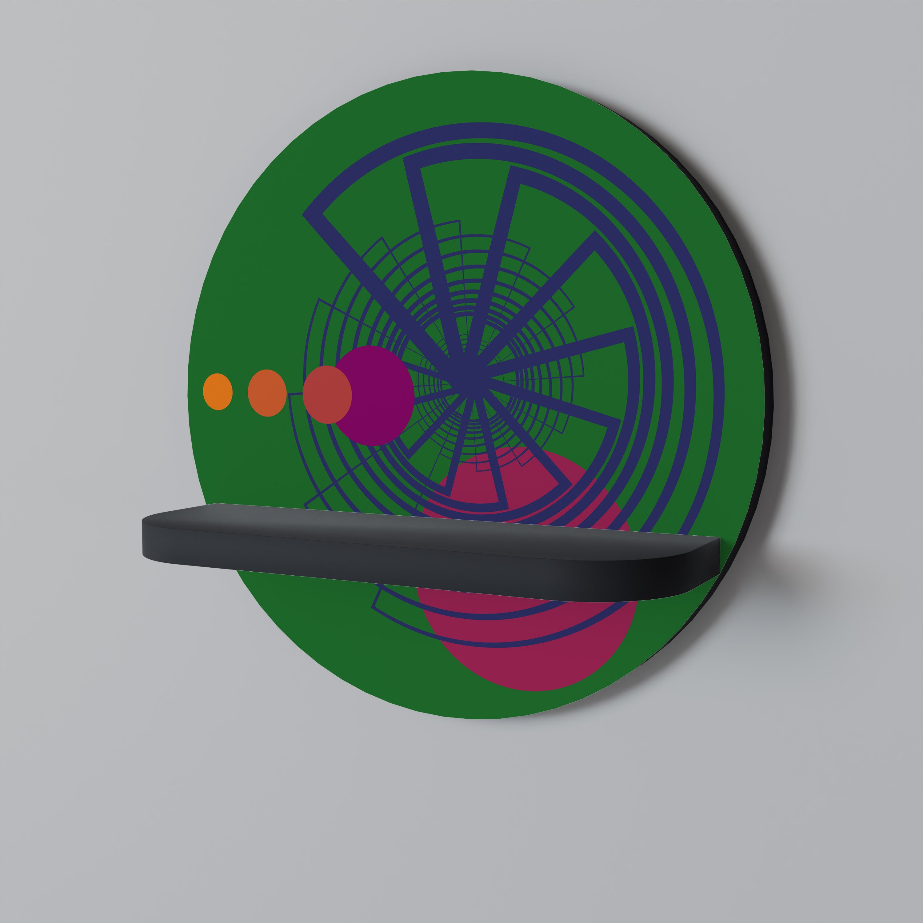 VIVID COLORWHEEL Półka okrągła Czarna