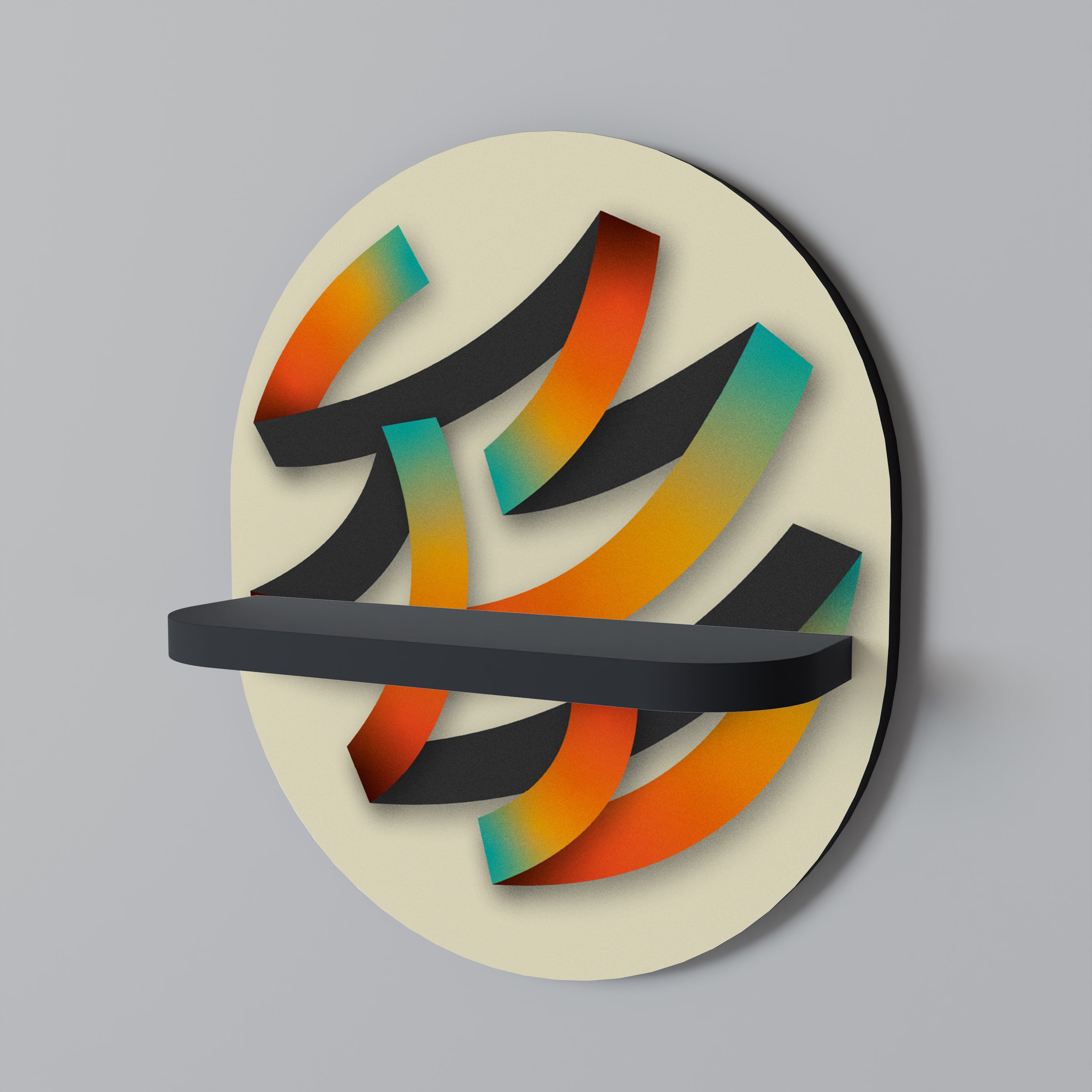 RIBBON REVERIE Półka owalna Czarna