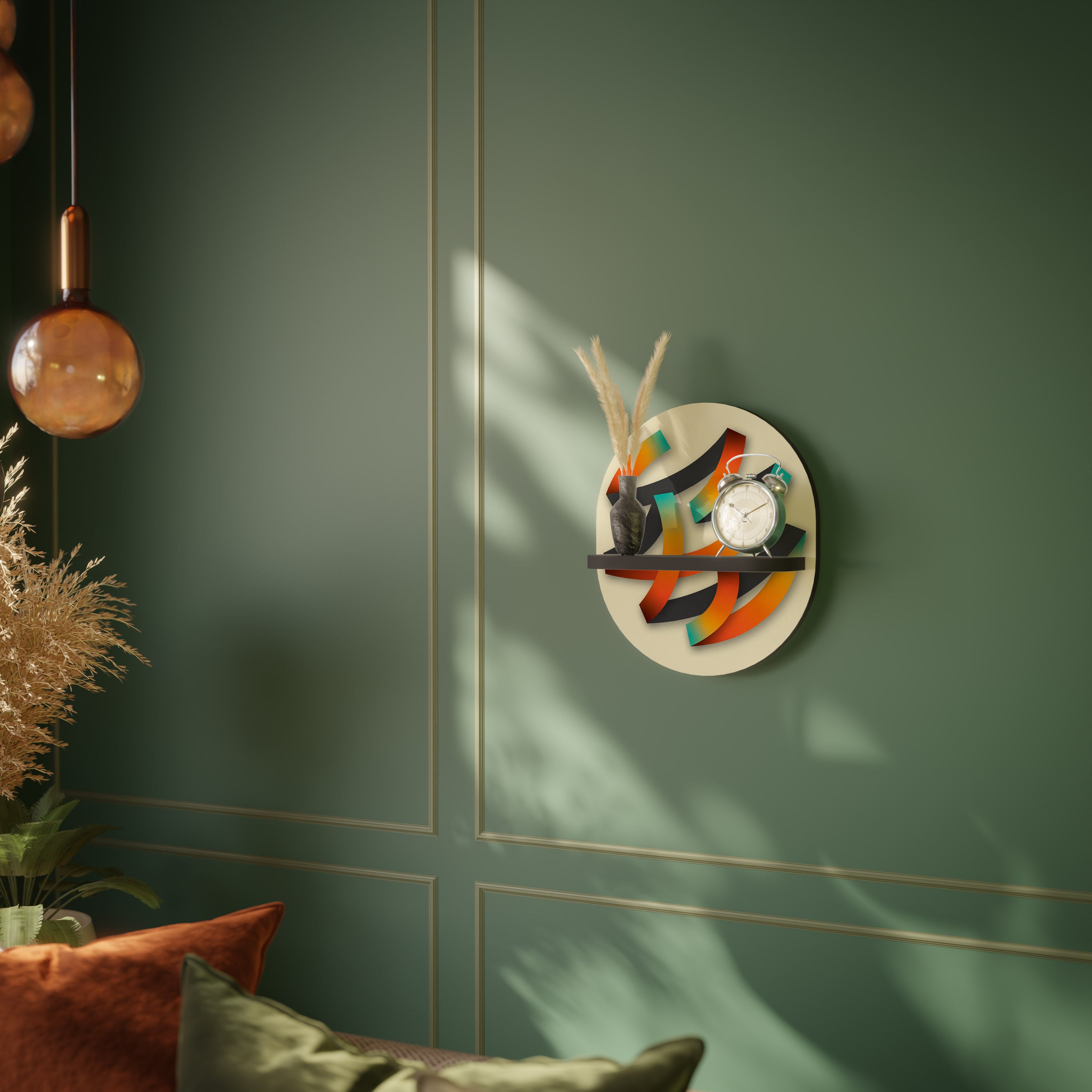 RIBBON REVERIE Półka owalna Czarna