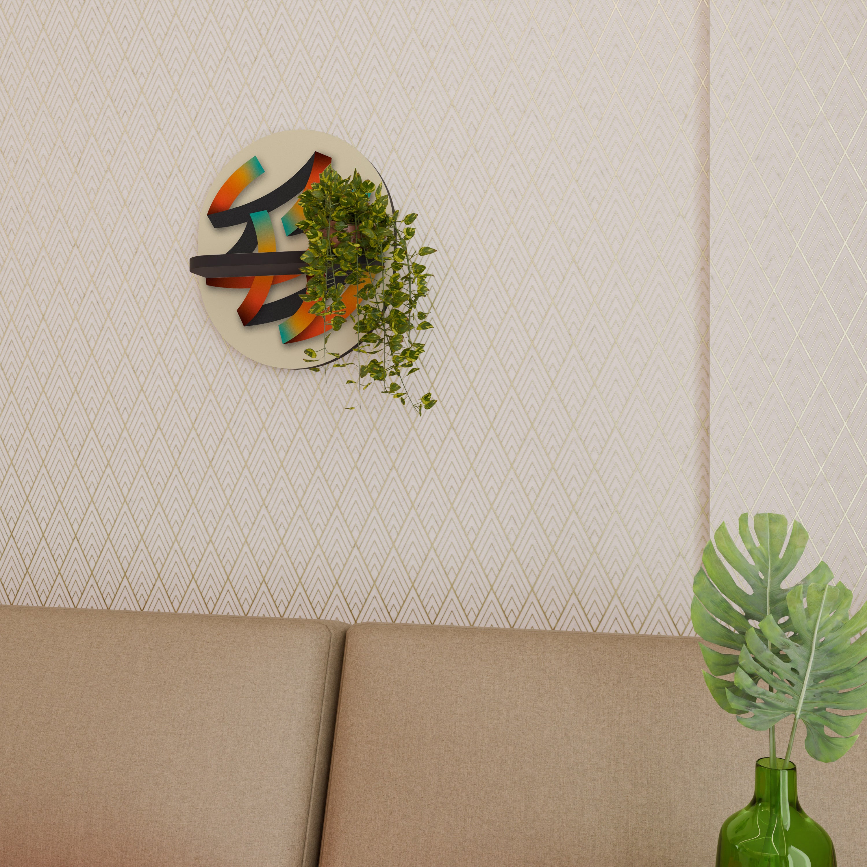 RIBBON REVERIE Półka owalna Czarna