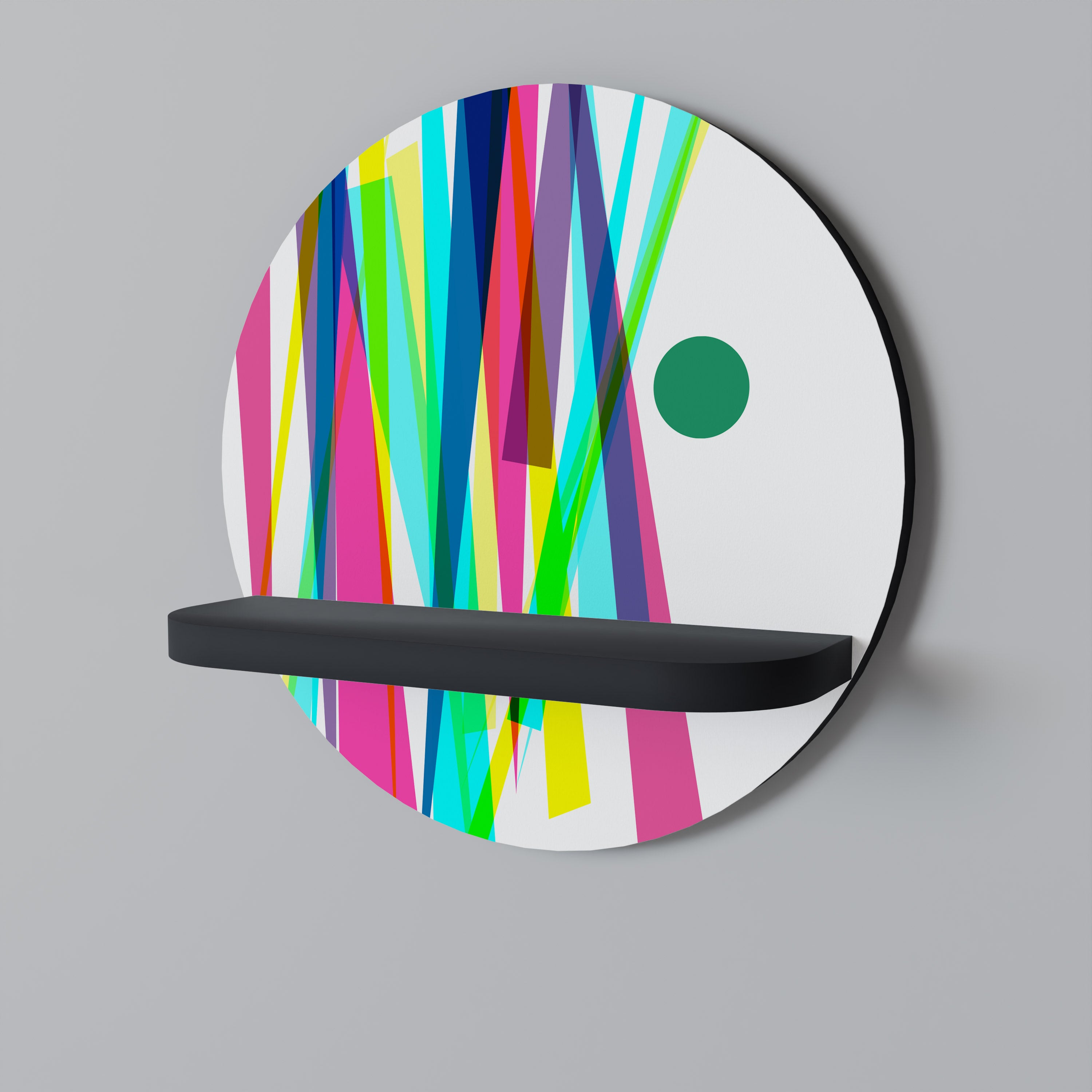 WHIMSY NEON Półka okrągła Czarna