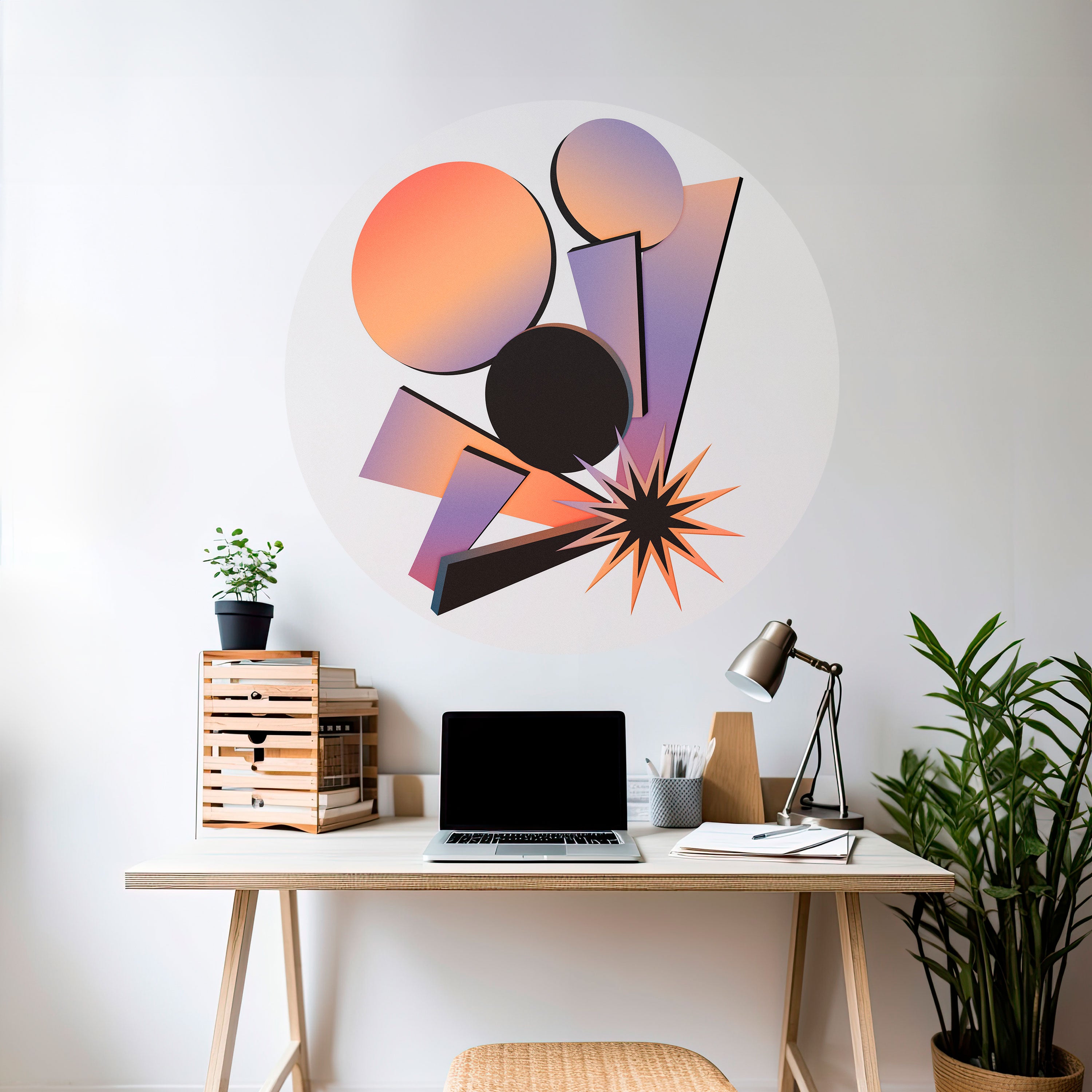 ANGULAR ARTISTRY Naklejka okrągła