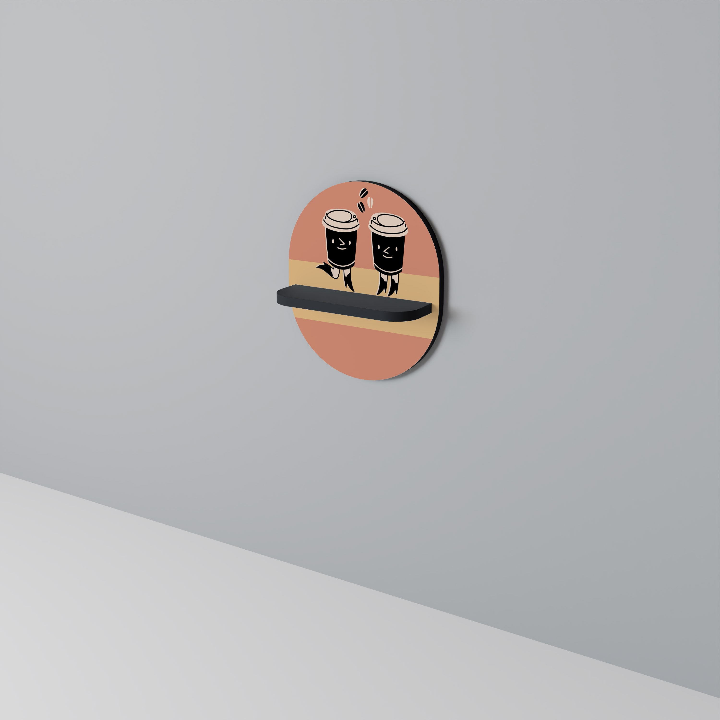 JOYFUL COFFEE Półka owalna Czarna