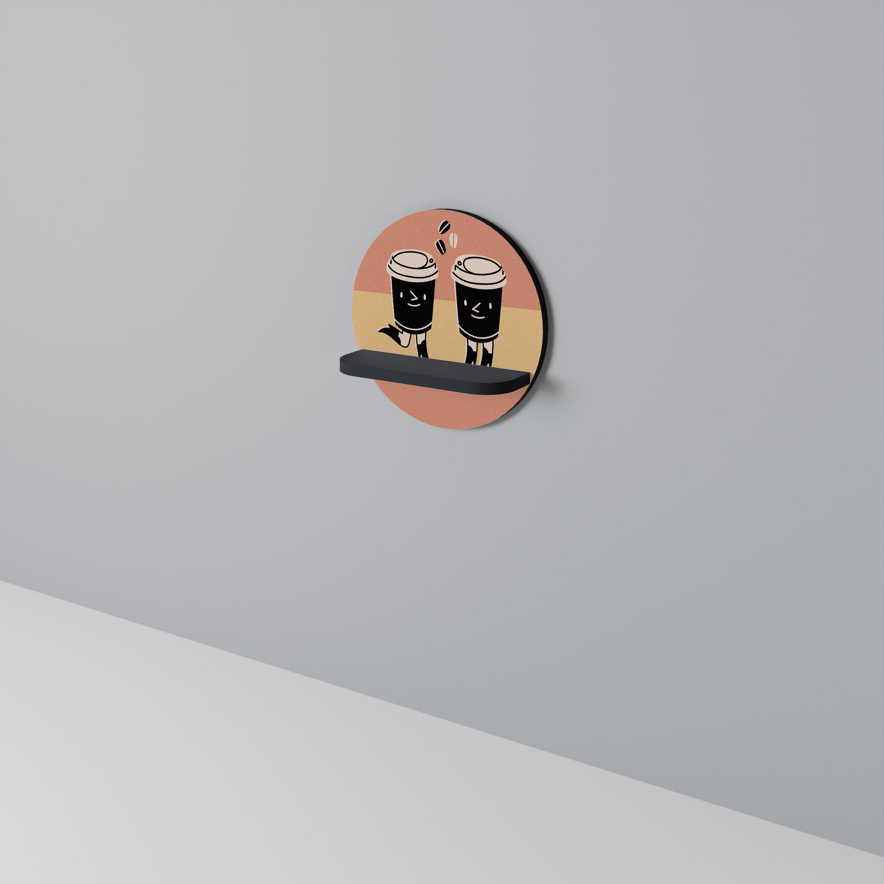 JOYFUL COFFEE Półka okrągła Czarna