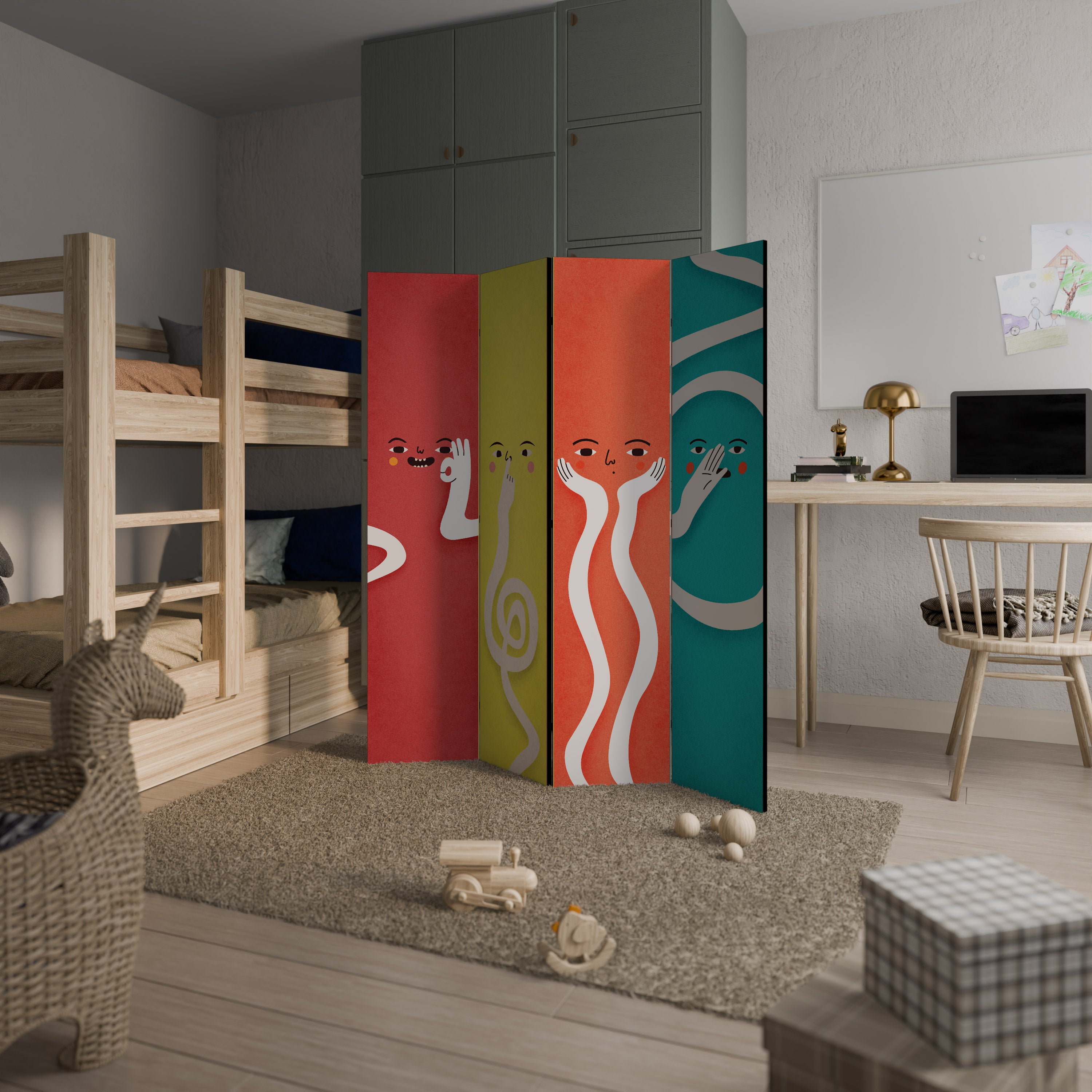 LIVELY FEATURES Dekoracyjny parawan 4-skrzydłowy