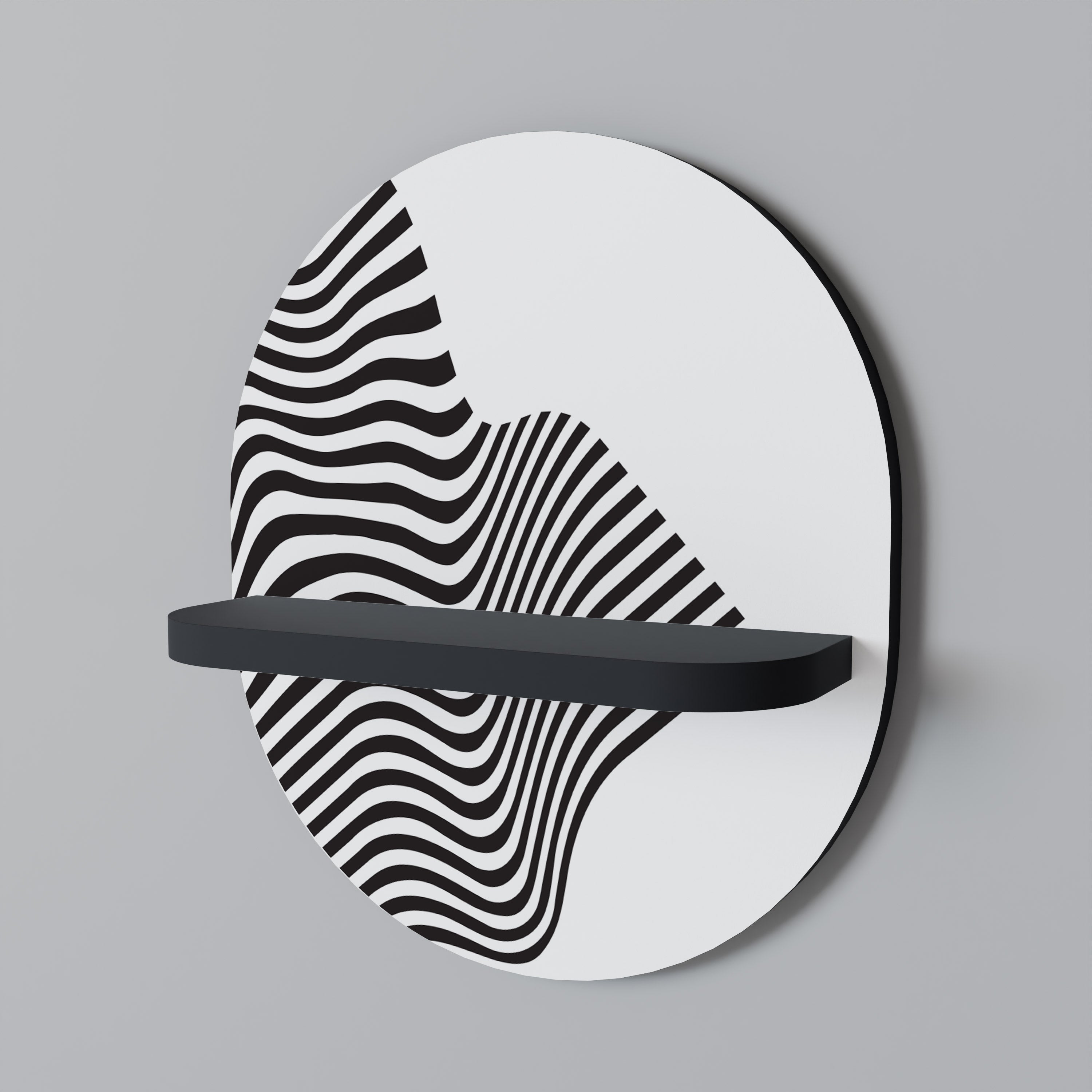 ILLUSIONARY FLOW Półka owalna Czarna