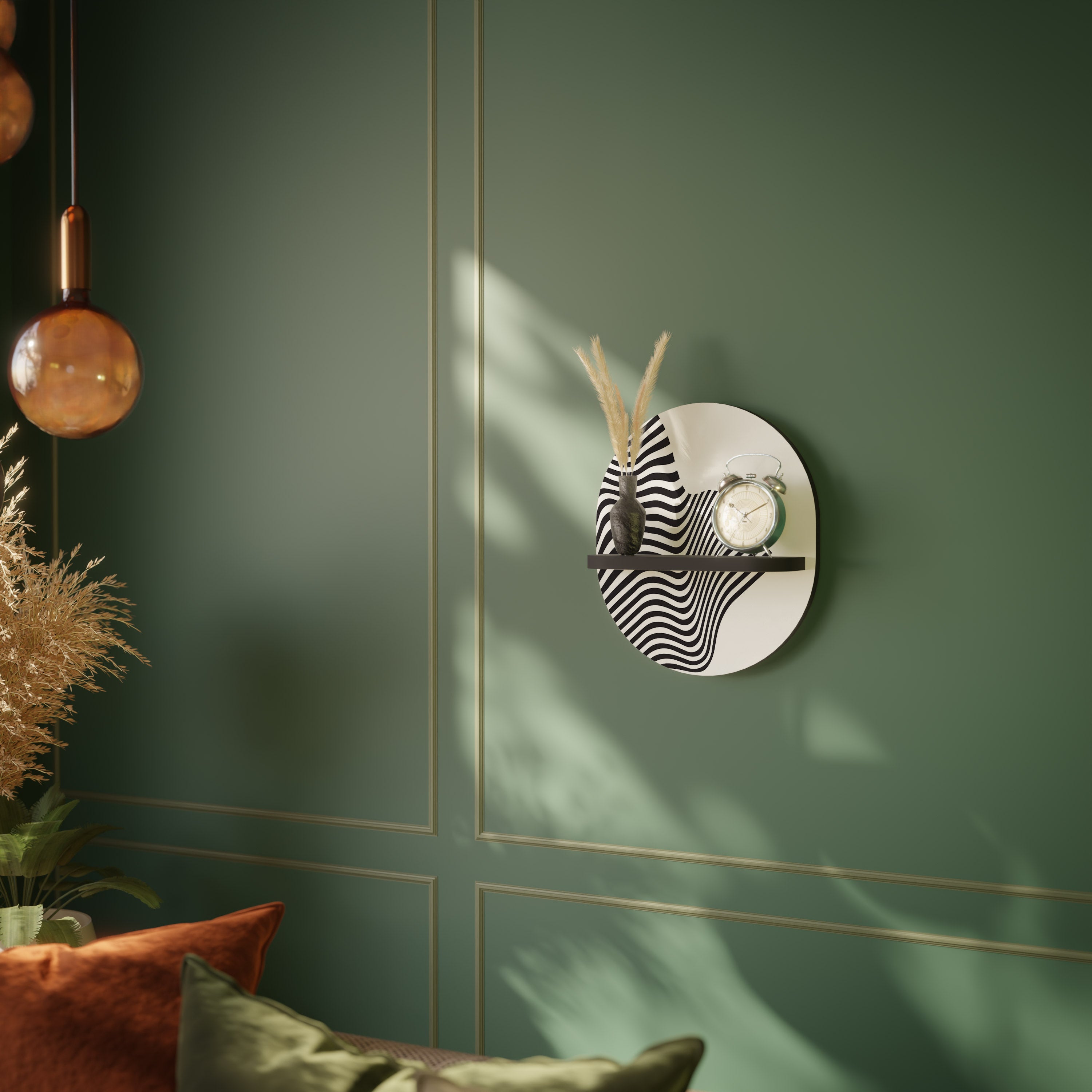 ILLUSIONARY FLOW Półka owalna Czarna