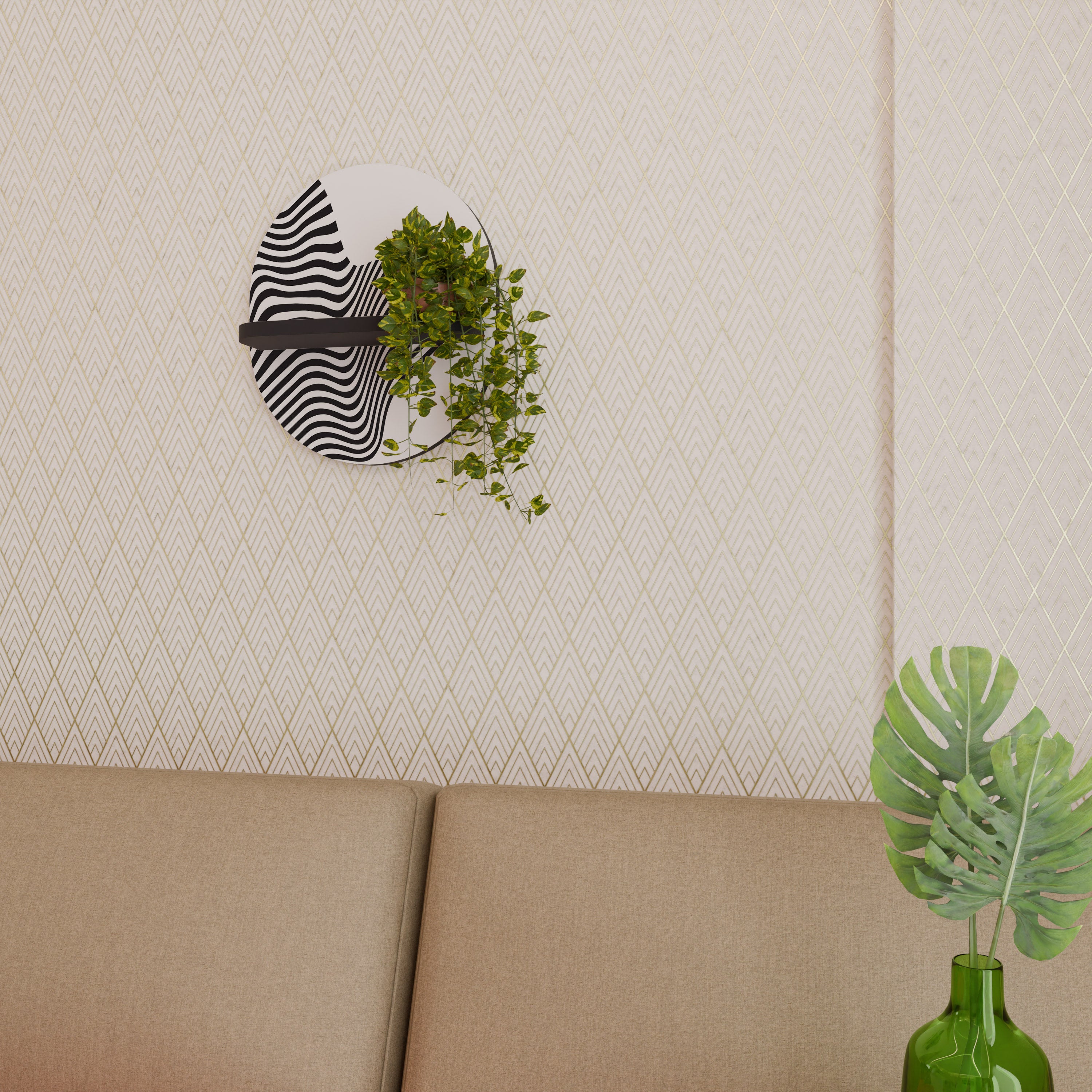 ILLUSIONARY FLOW Półka owalna Czarna