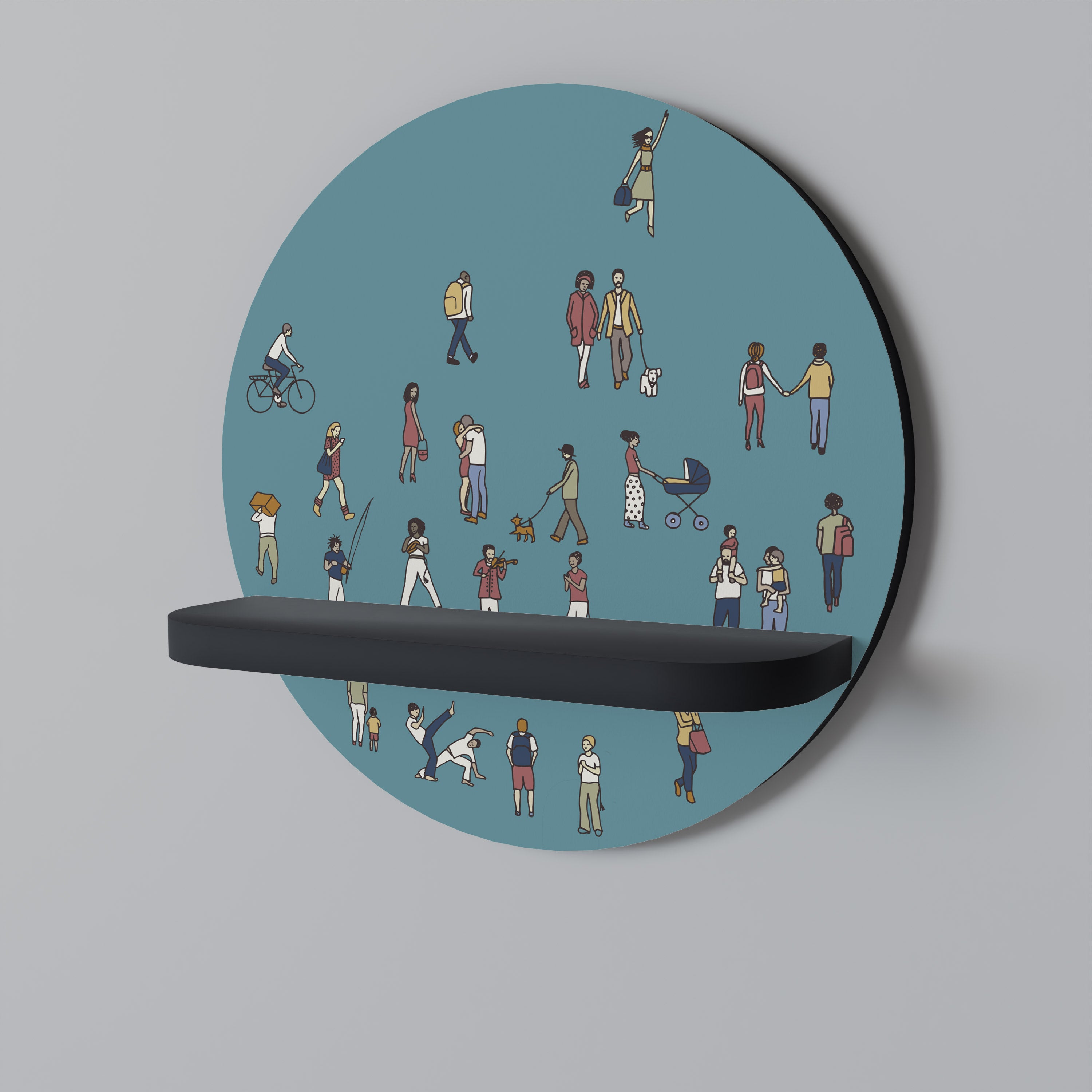 COLLECTIVE STREAM Półka okrągła Czarna