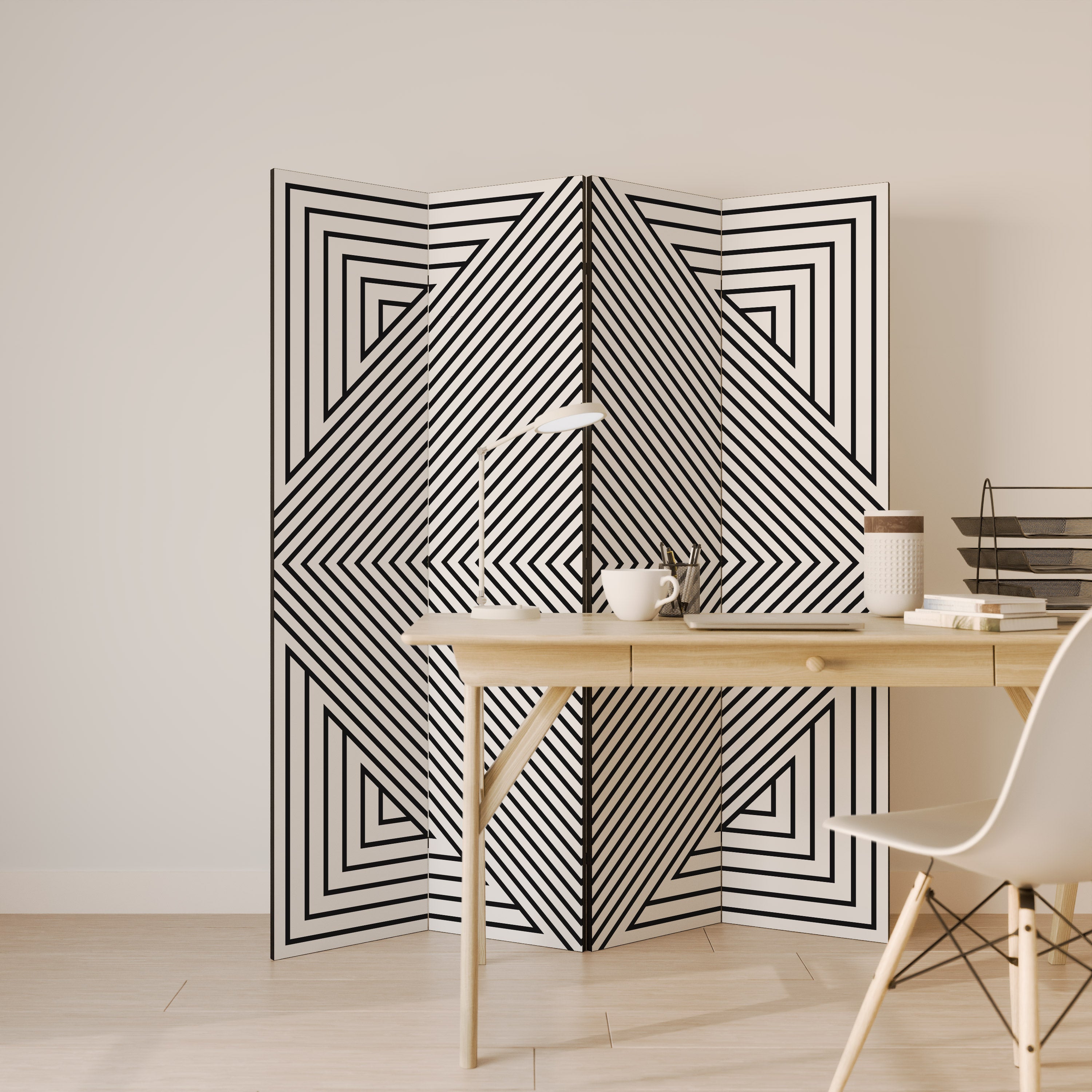POLYGON ILLUSION Dekoracyjny parawan 4-skrzydłowy