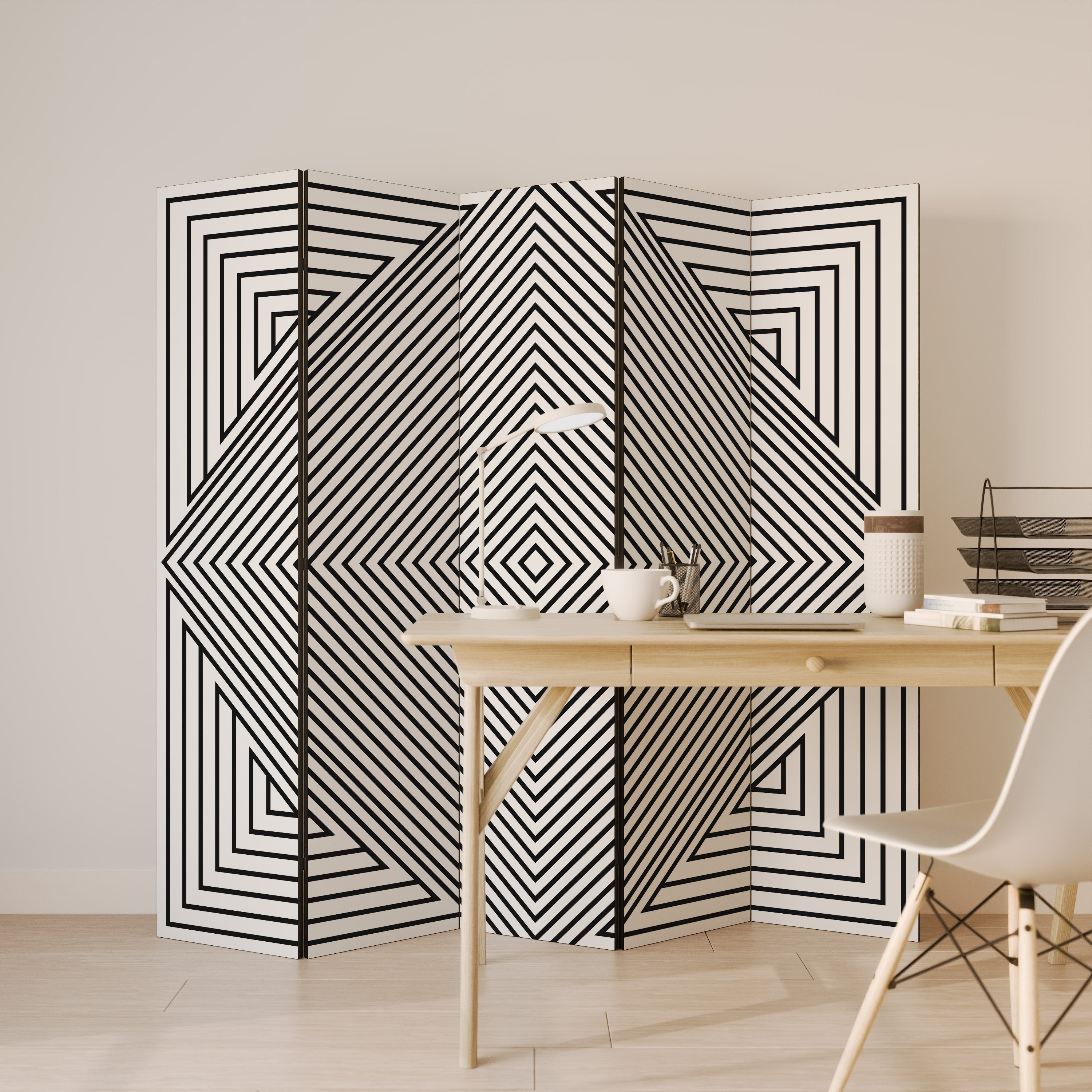 POLYGON ILLUSION Dekoracyjny parawan 5-skrzydłowy