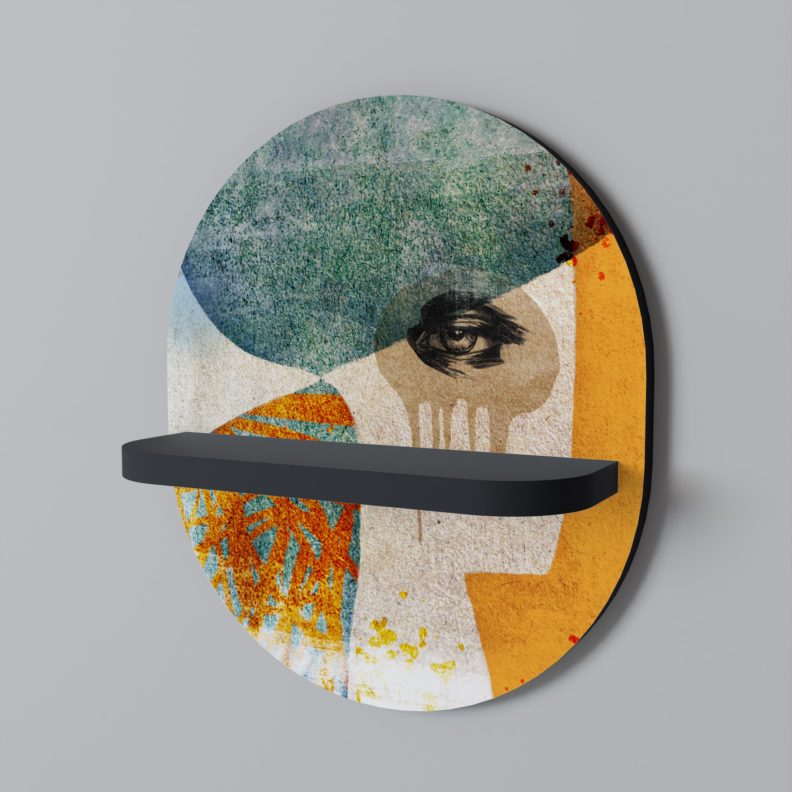 ABSTRACT FACES Półka owalna Czarna