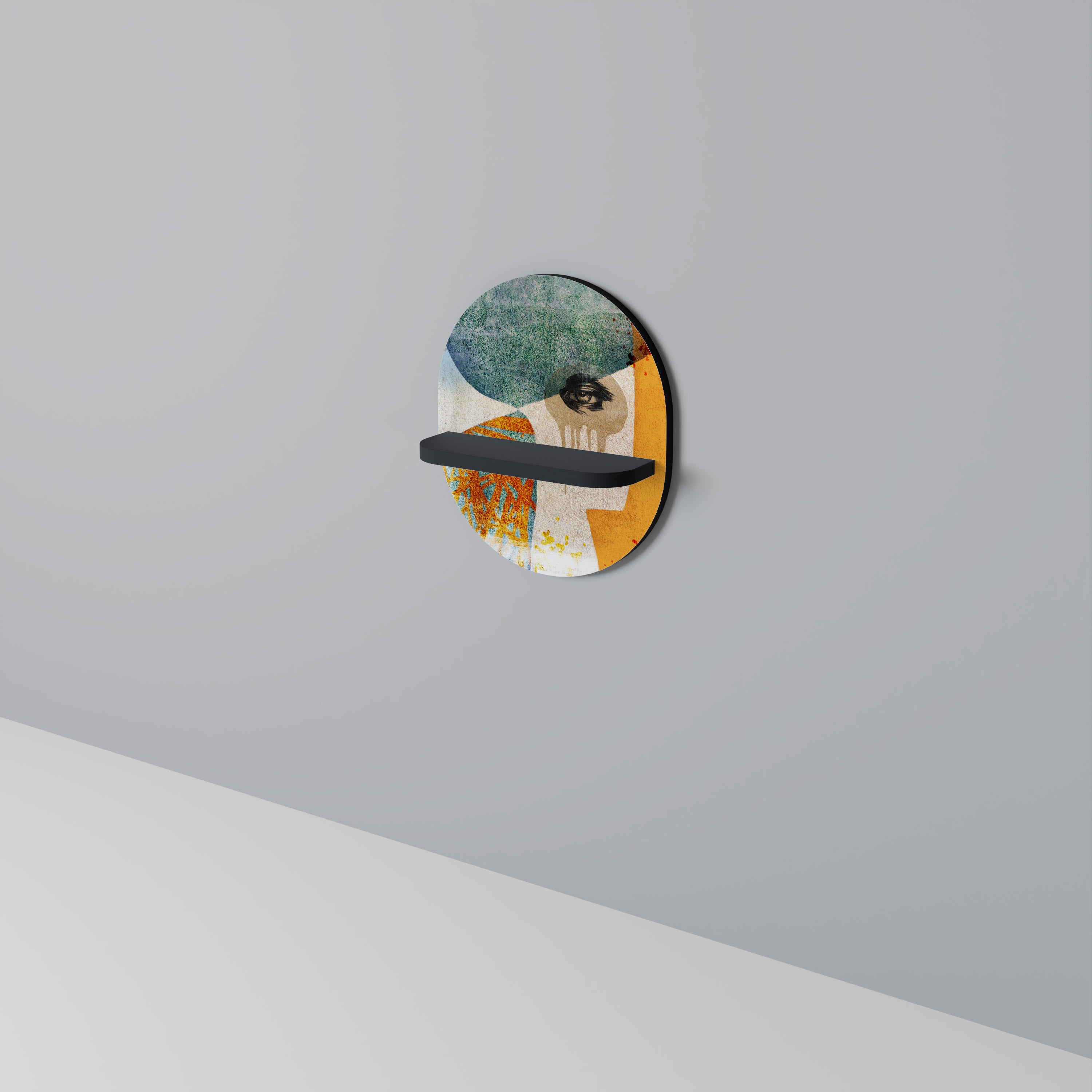 ABSTRACT FACES Półka owalna Czarna