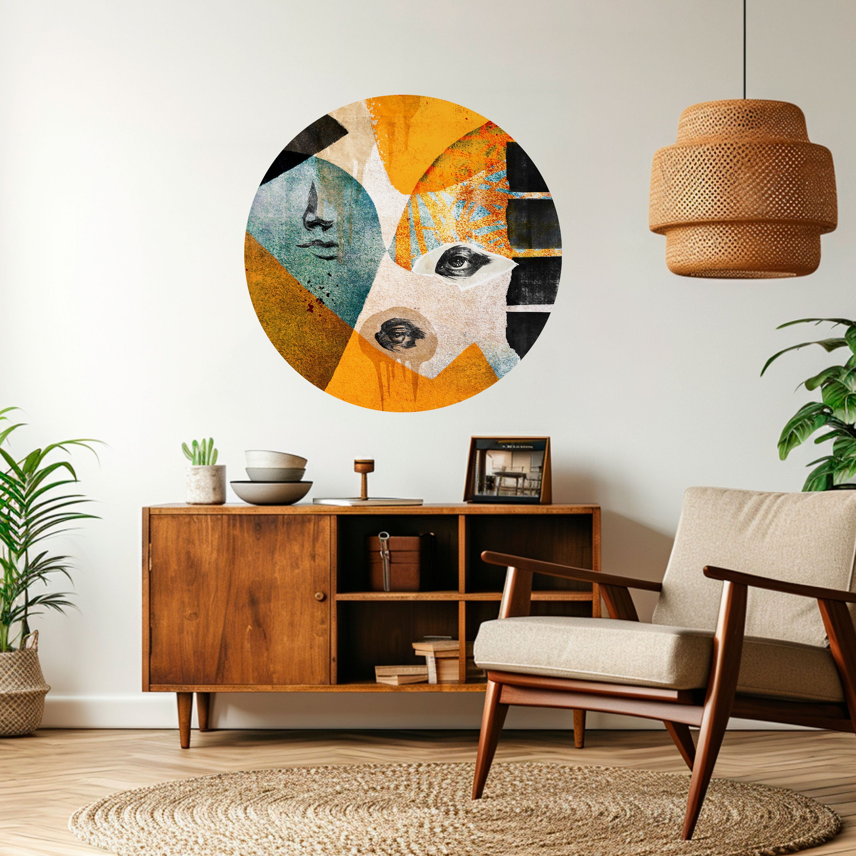 ABSTRACT FACES Naklejka okrągła