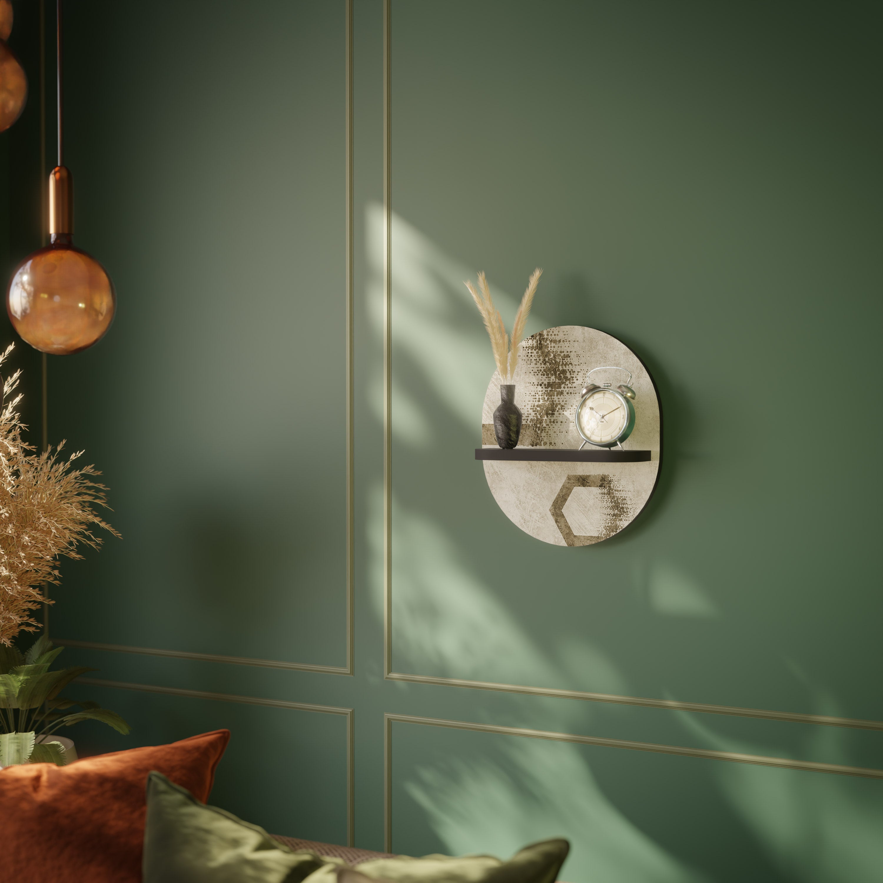 HEXAGONAL SHAPES Półka owalna Czarna