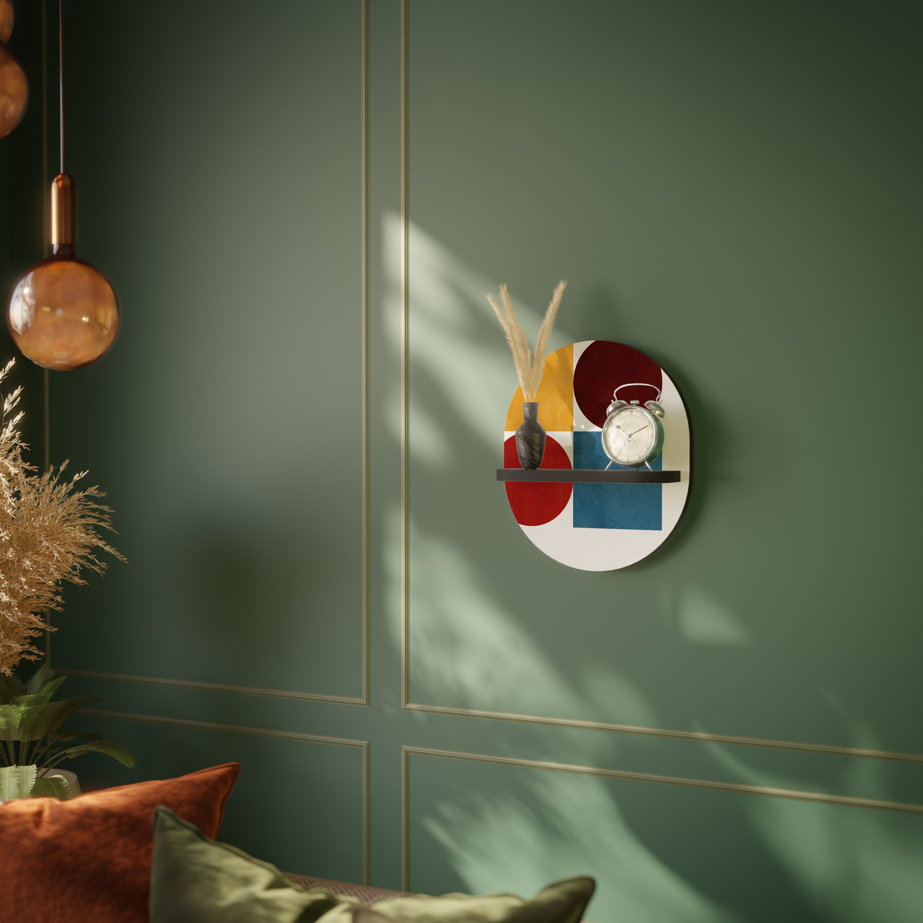 GEOMETRIC PUZZLE Półka owalna Czarna