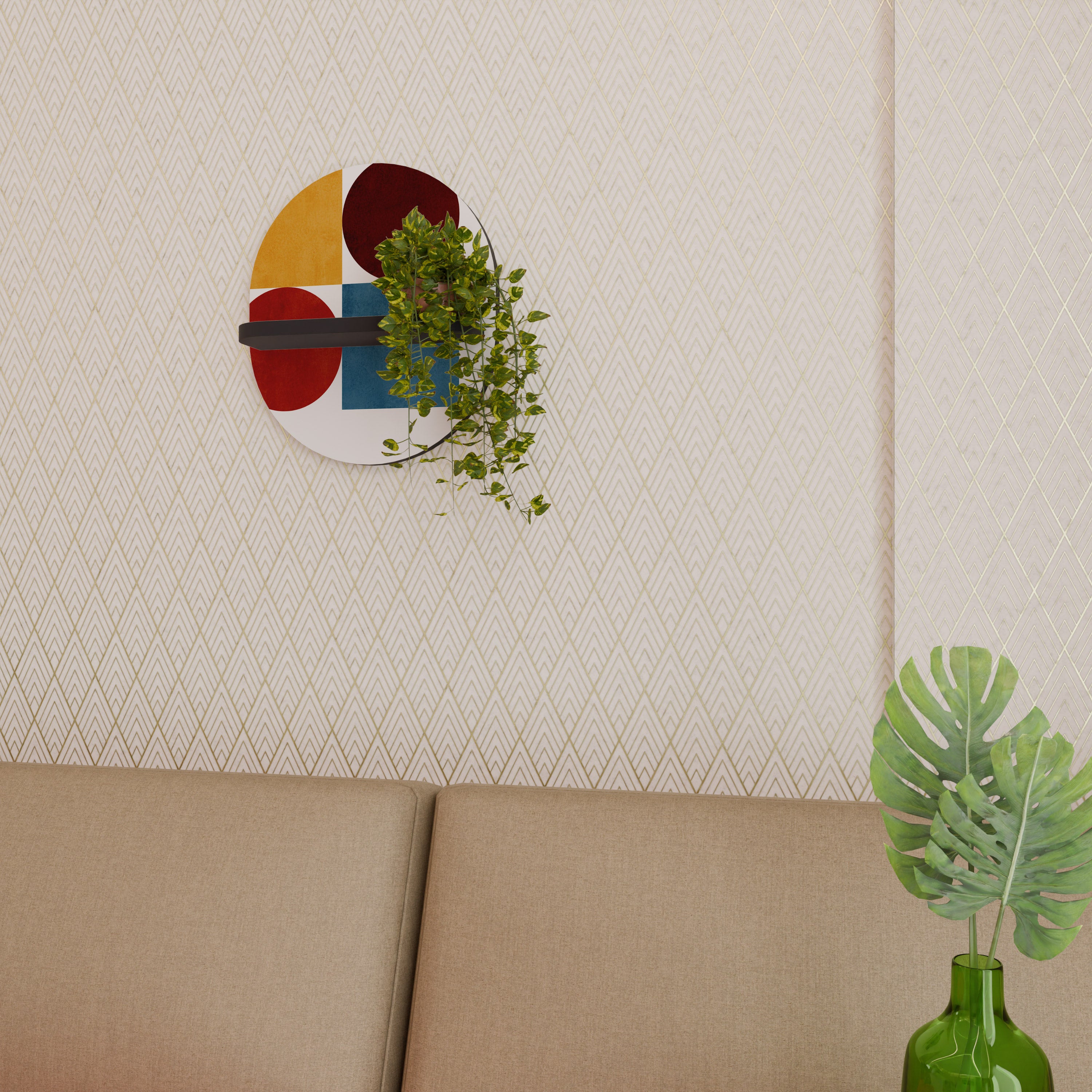 GEOMETRIC PUZZLE Półka owalna Czarna