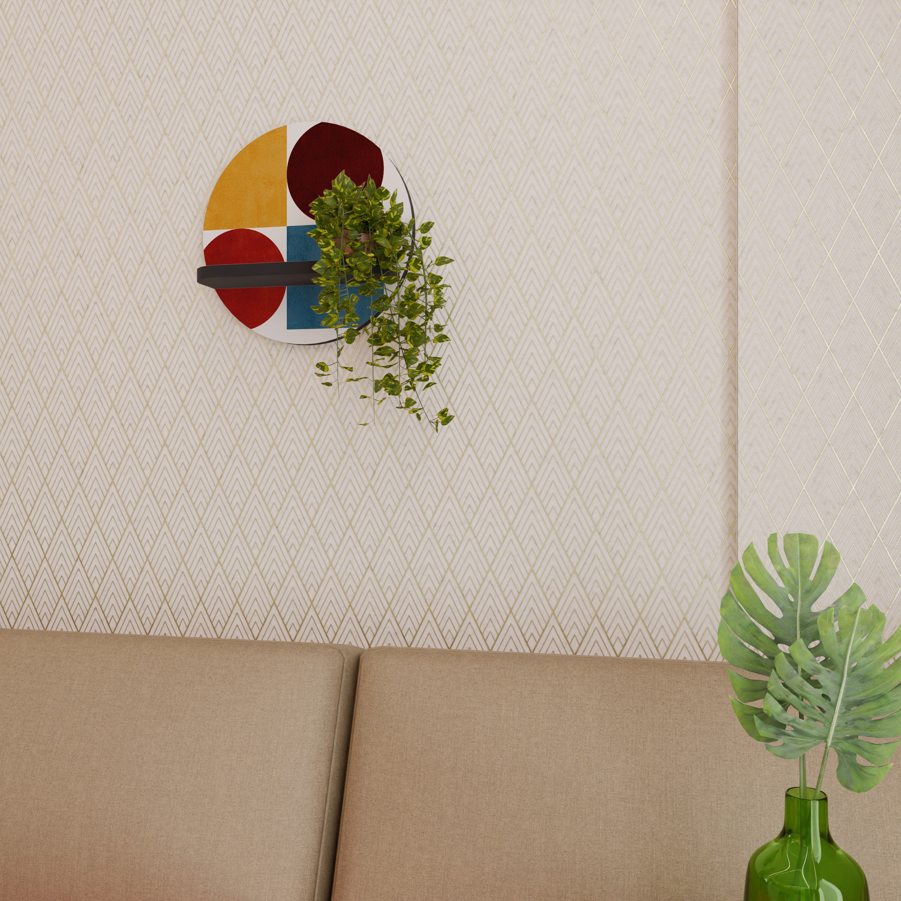 GEOMETRIC PUZZLE Półka okrągła Czarna