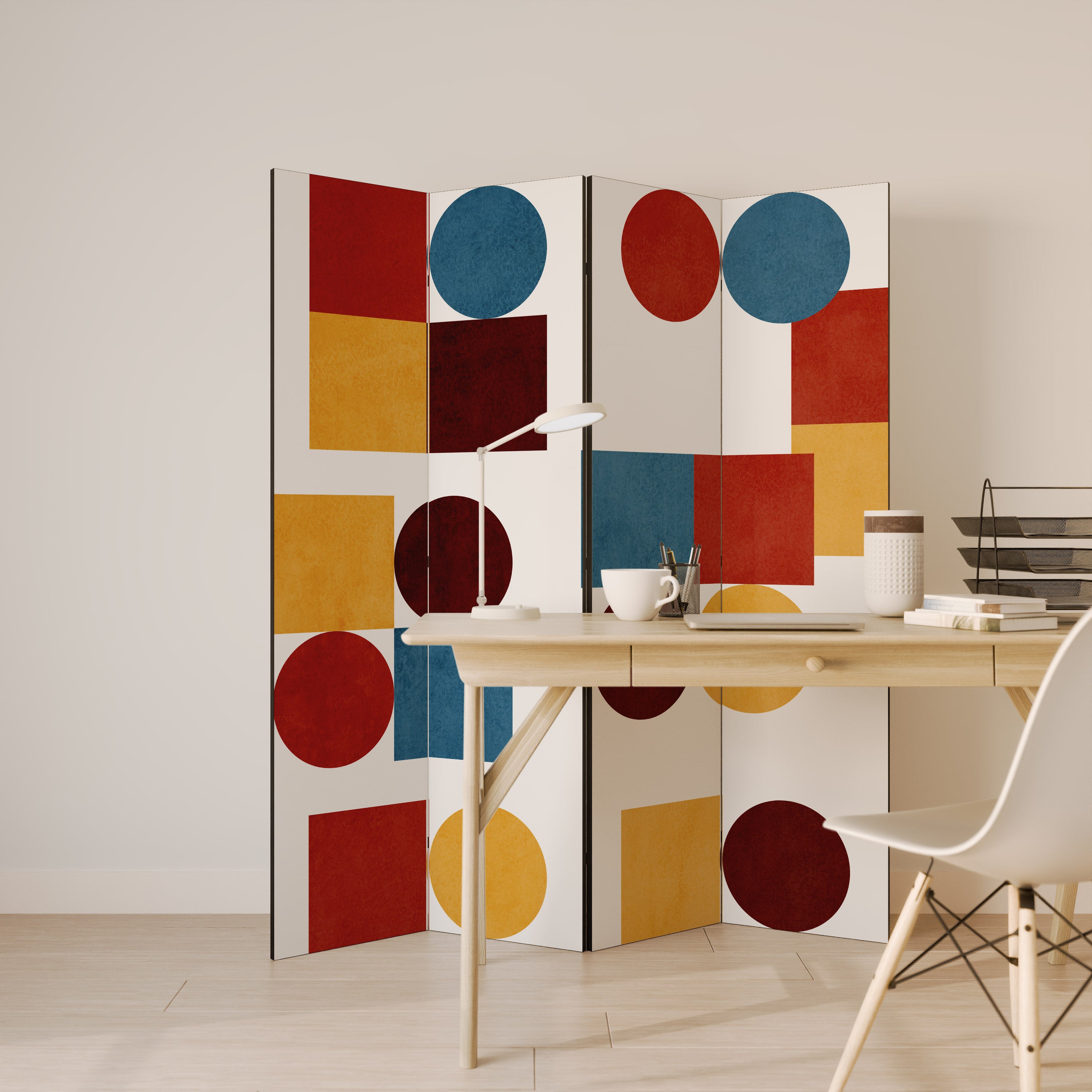 GEOMETRIC PUZZLE Dekoracyjny parawan 4-skrzydłowy