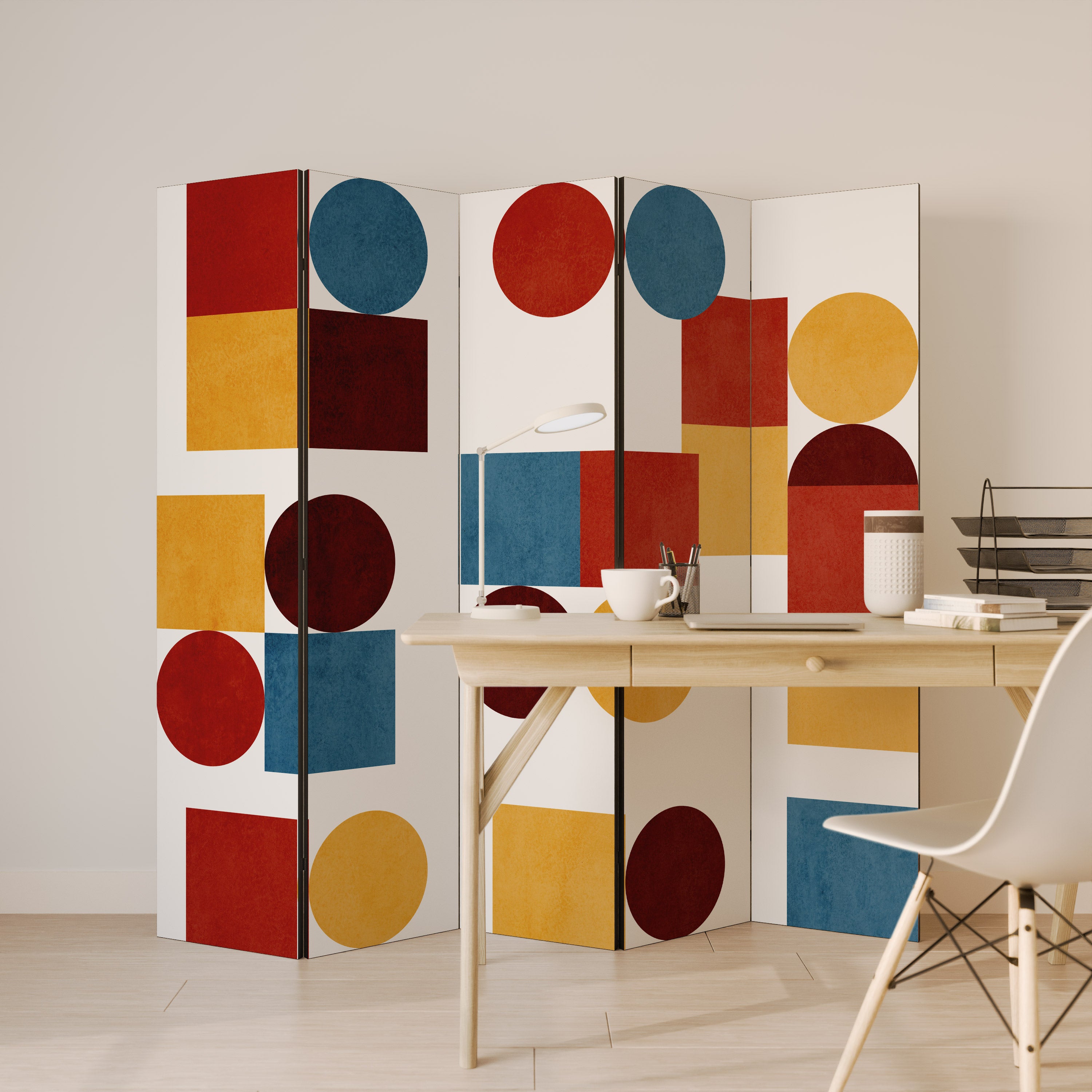 GEOMETRIC PUZZLE Dekoracyjny parawan 5-skrzydłowy