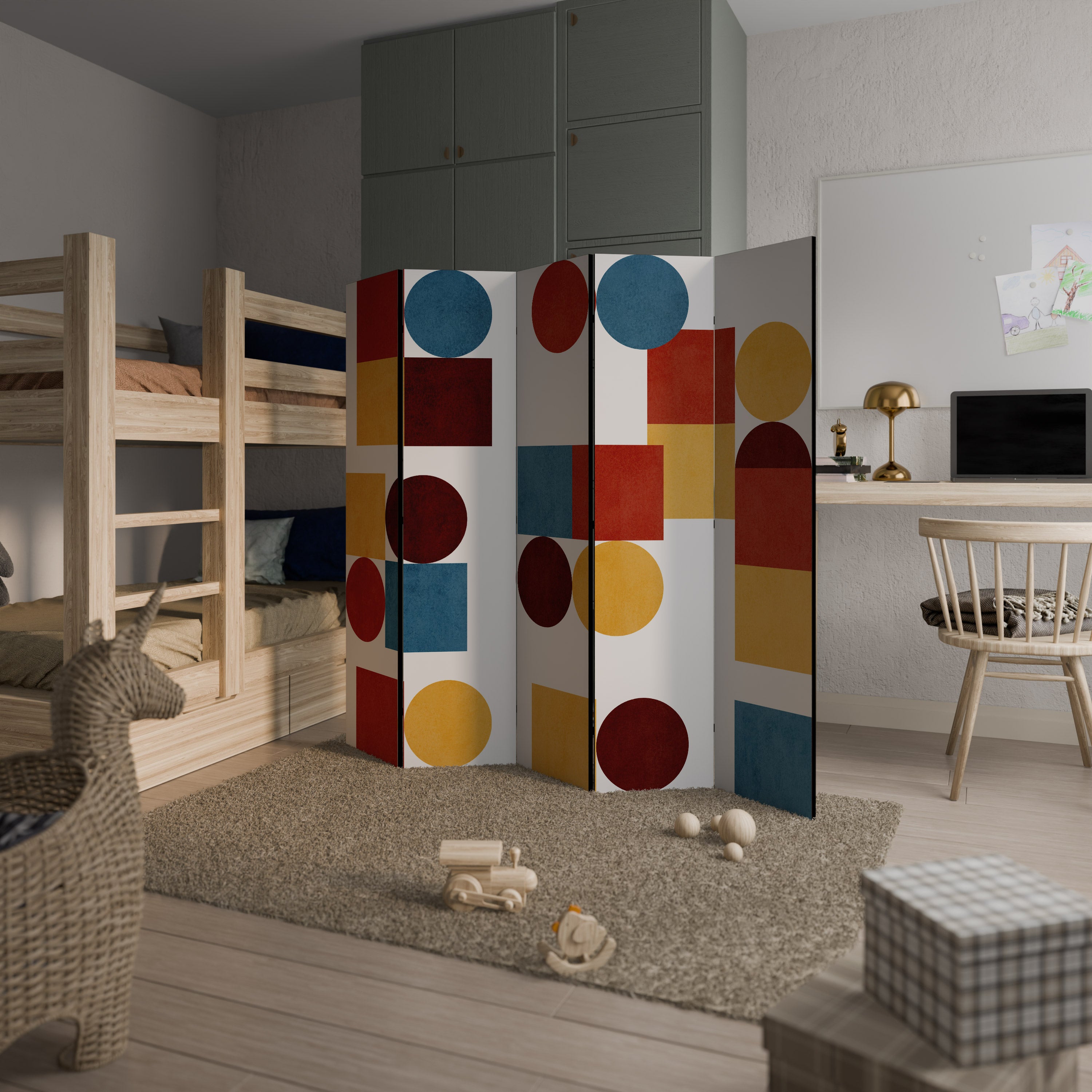 GEOMETRIC PUZZLE Dekoracyjny parawan 5-skrzydłowy