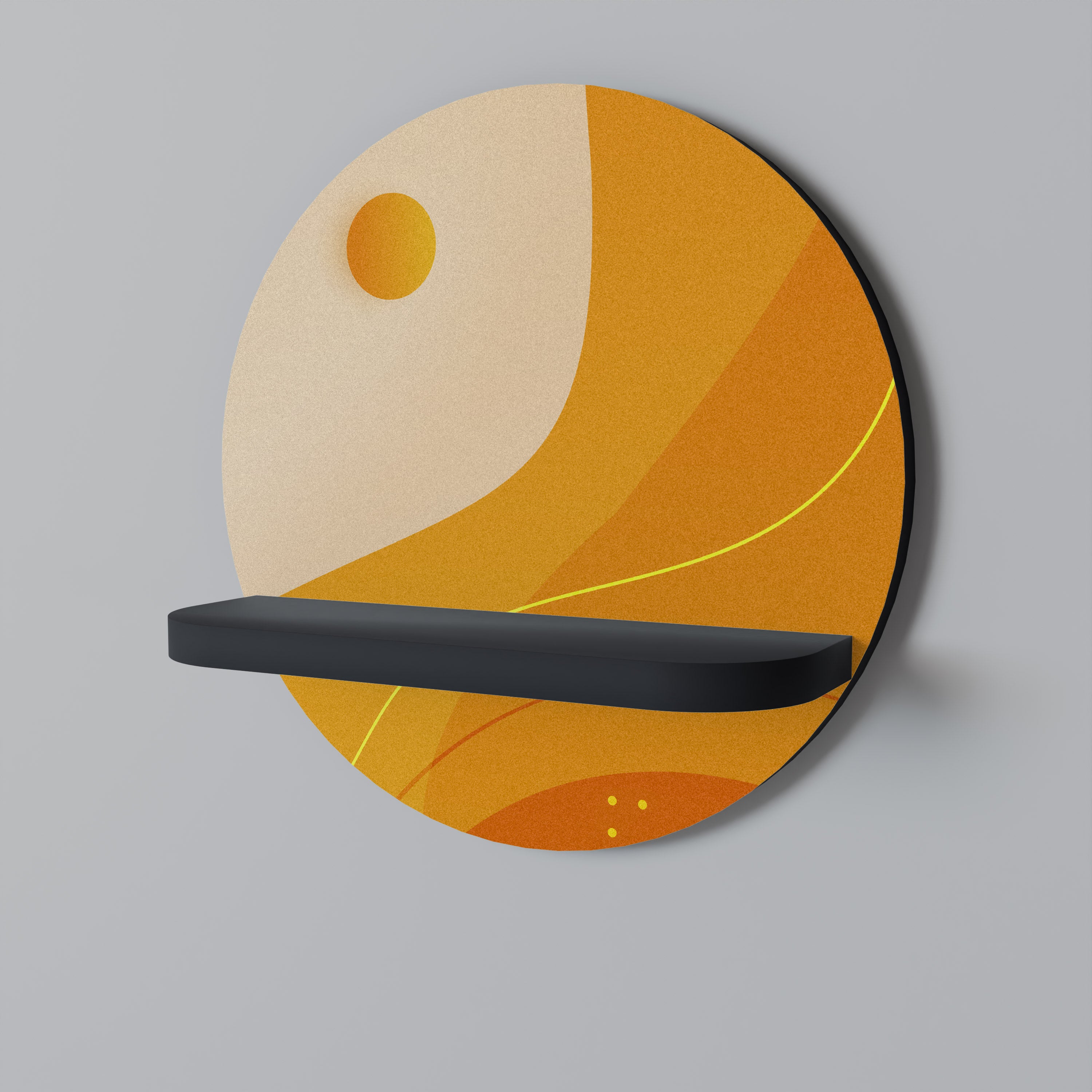 ORANGE ARRANGEMENT Półka okrągła Czarna