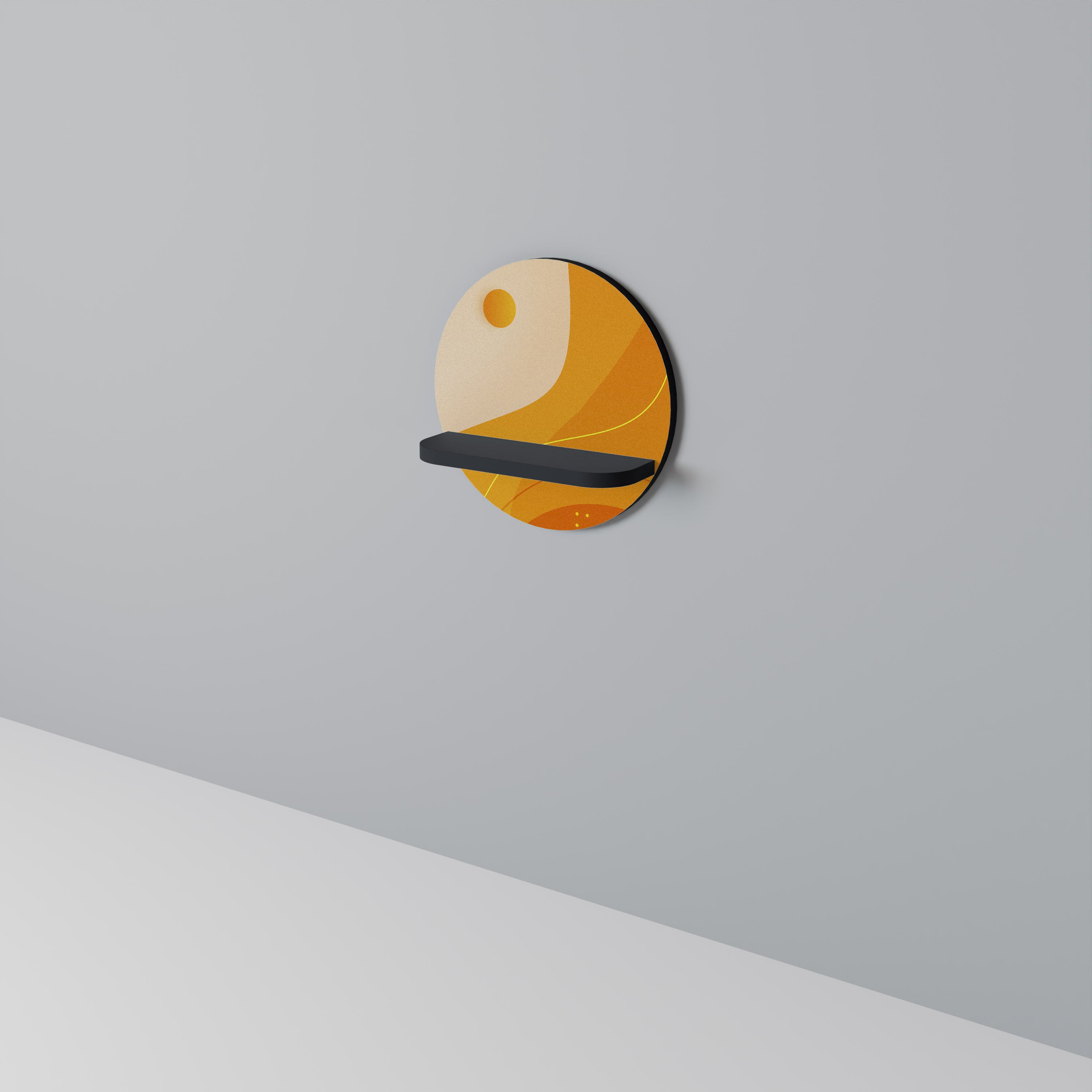 ORANGE ARRANGEMENT Półka okrągła Czarna