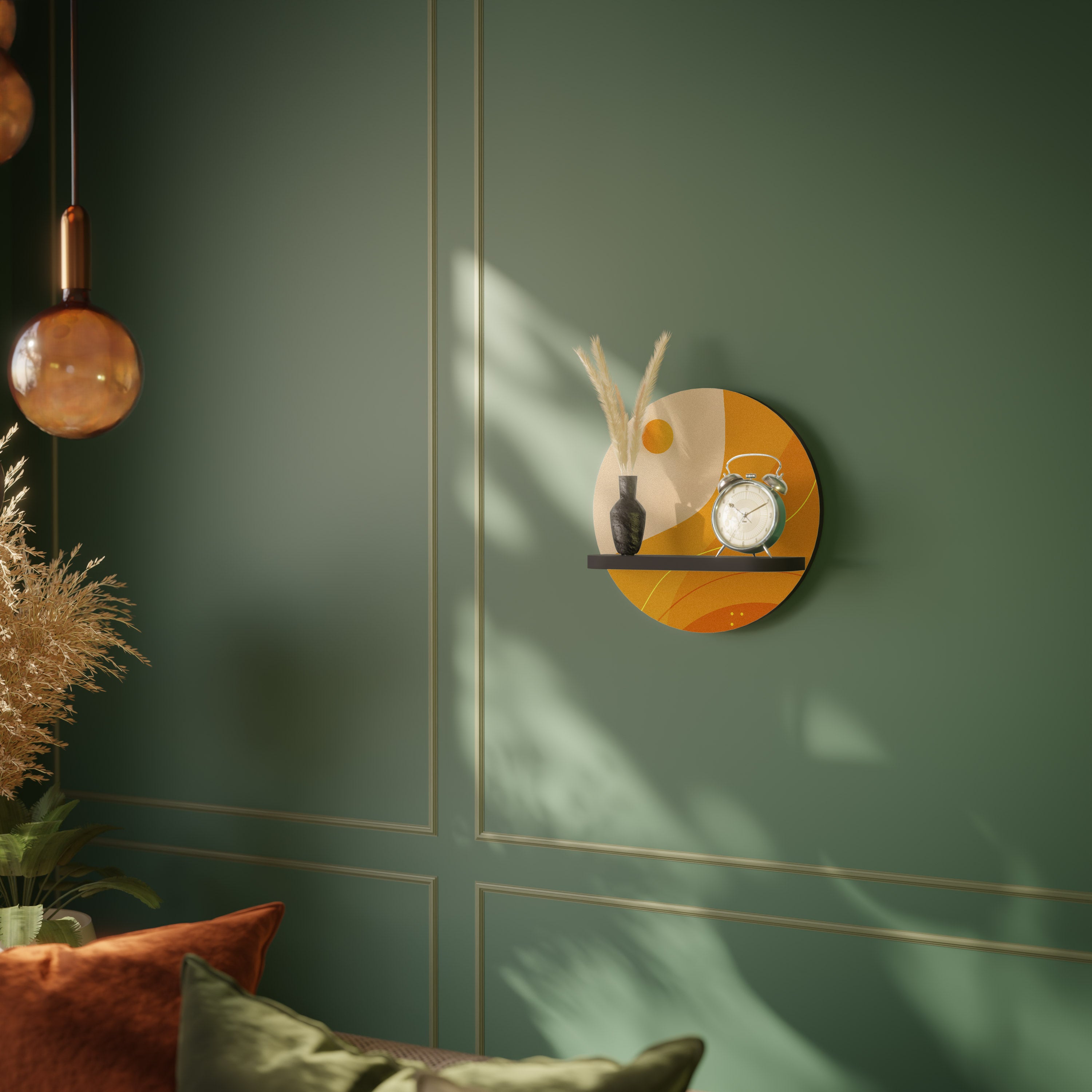 ORANGE ARRANGEMENT Półka okrągła Czarna