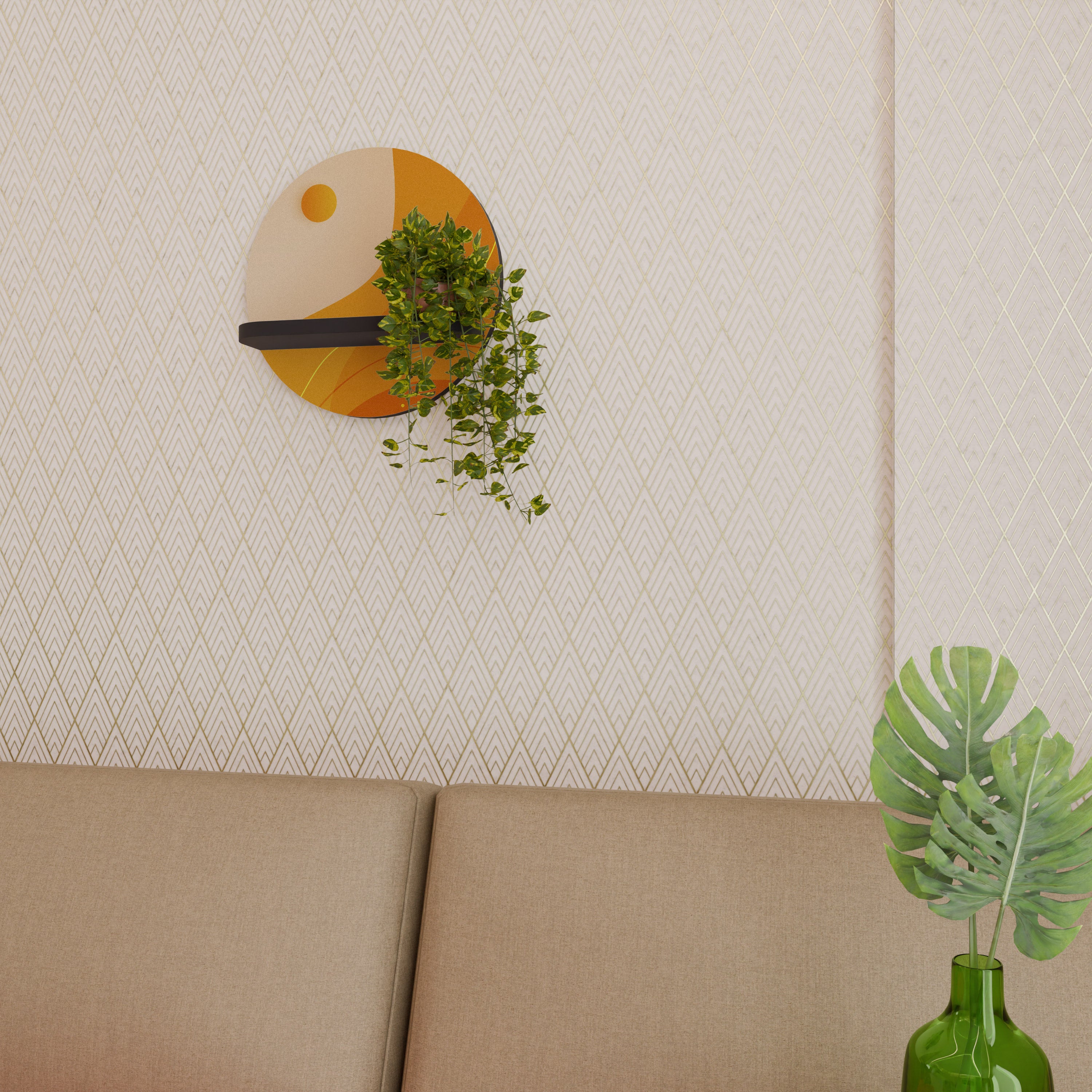 ORANGE ARRANGEMENT Półka okrągła Czarna