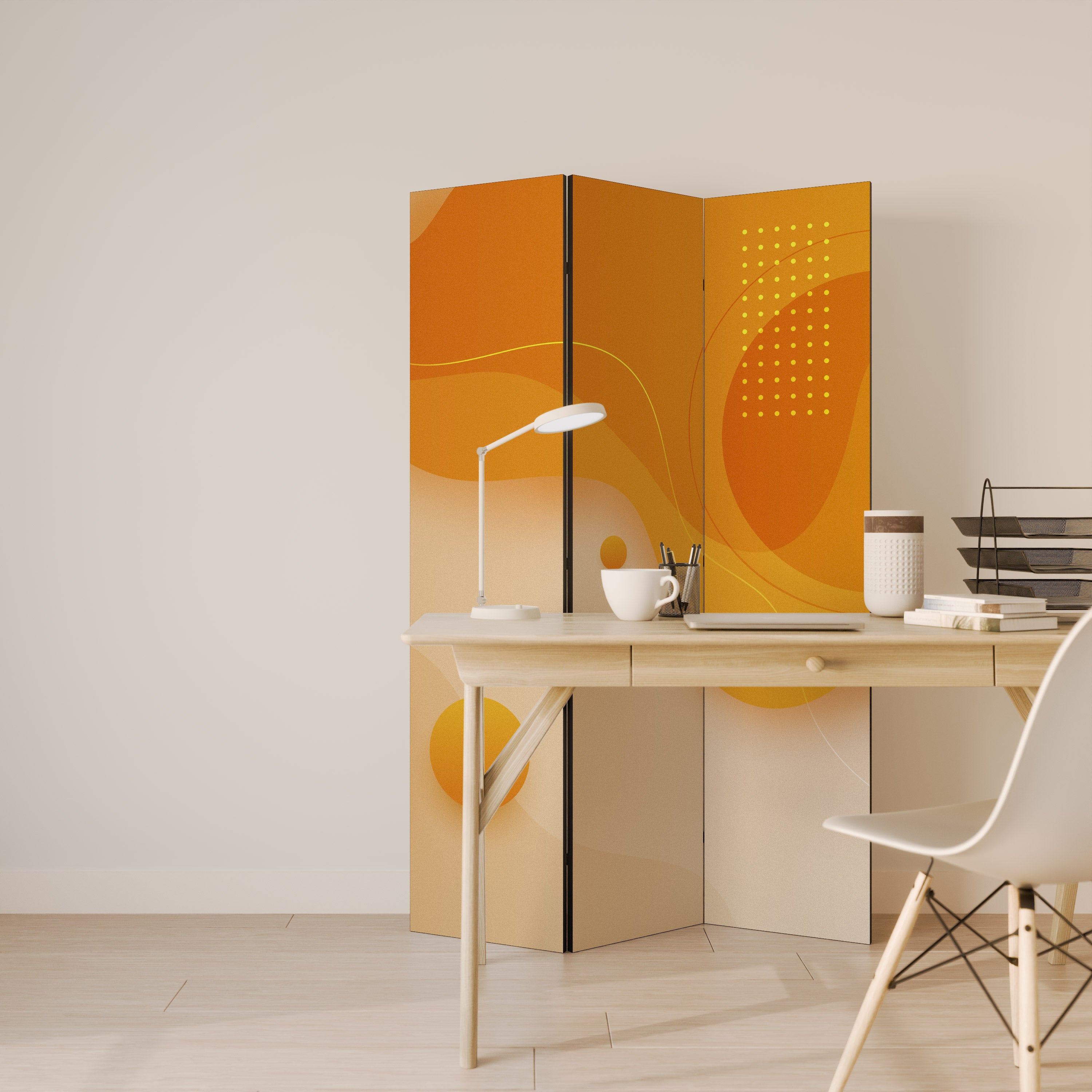 ORANGE ARRANGEMENT Dekoracyjny parawan 3-skrzydłowy