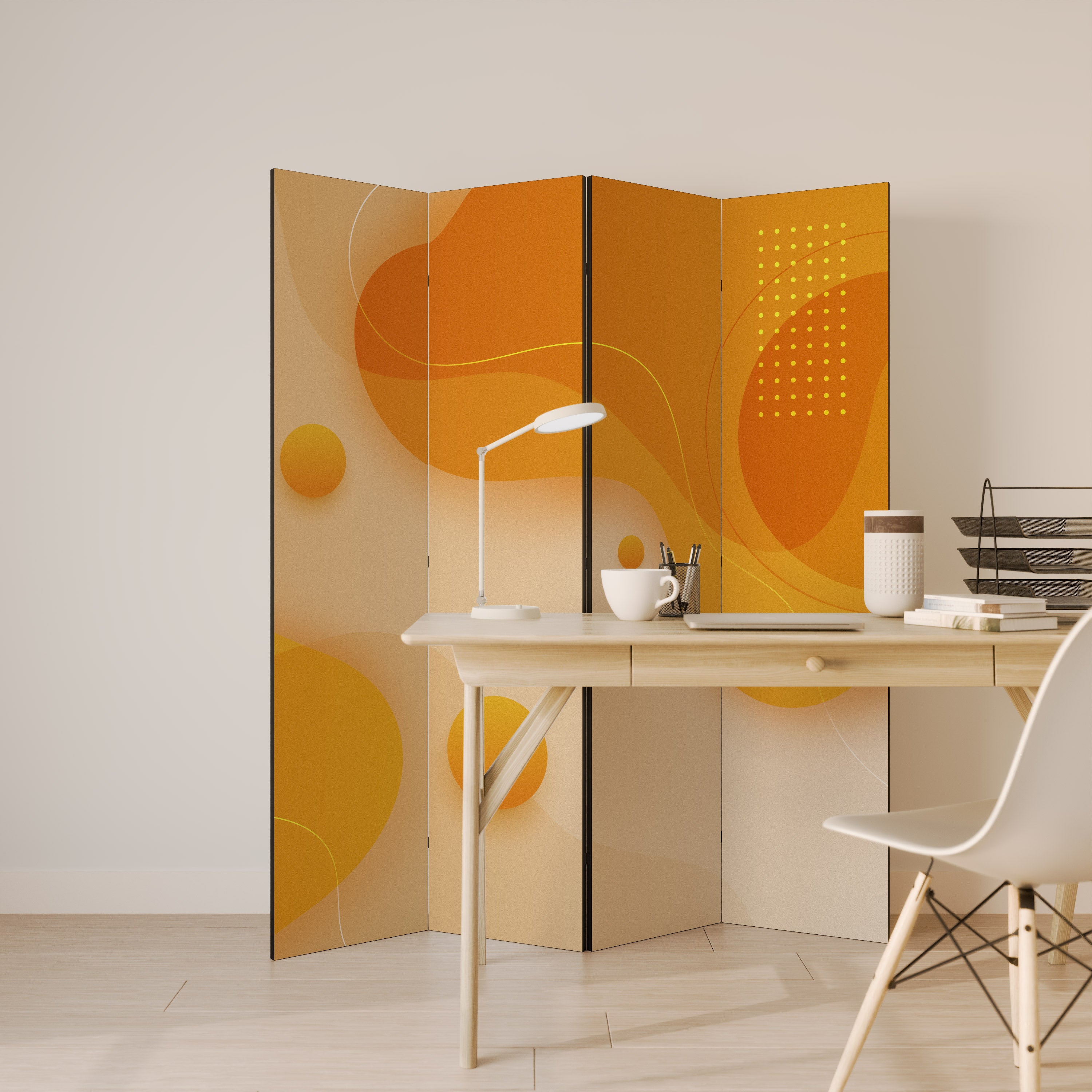 ORANGE ARRANGEMENT Dekoracyjny parawan 4-skrzydłowy