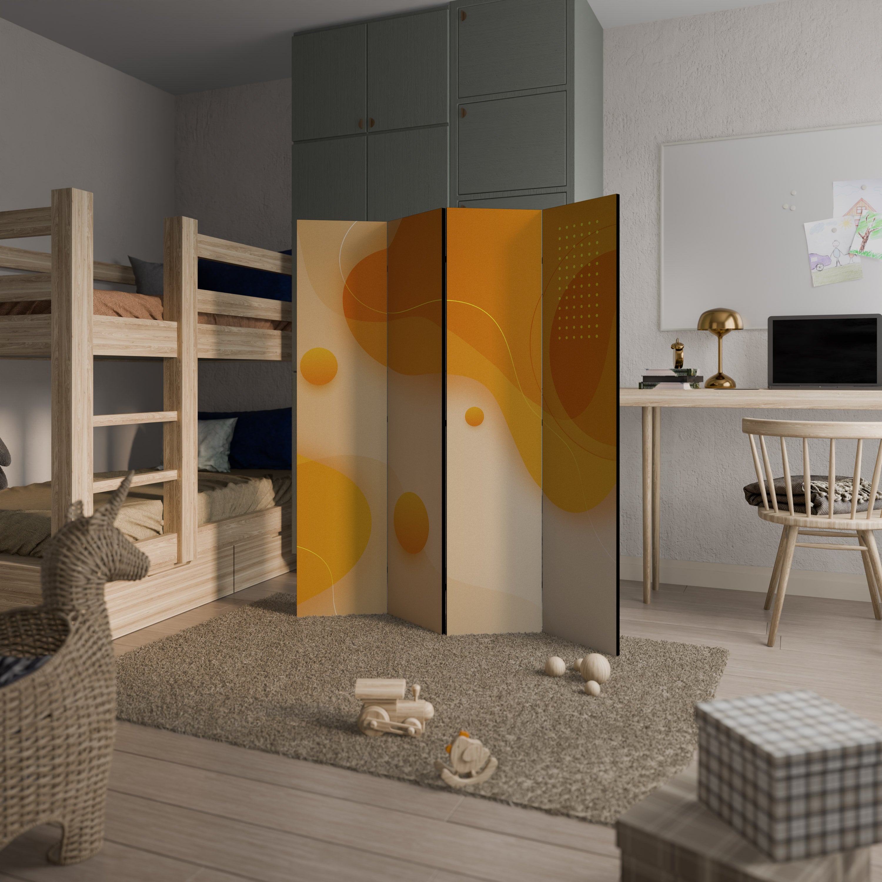 ORANGE ARRANGEMENT Dekoracyjny parawan 4-skrzydłowy