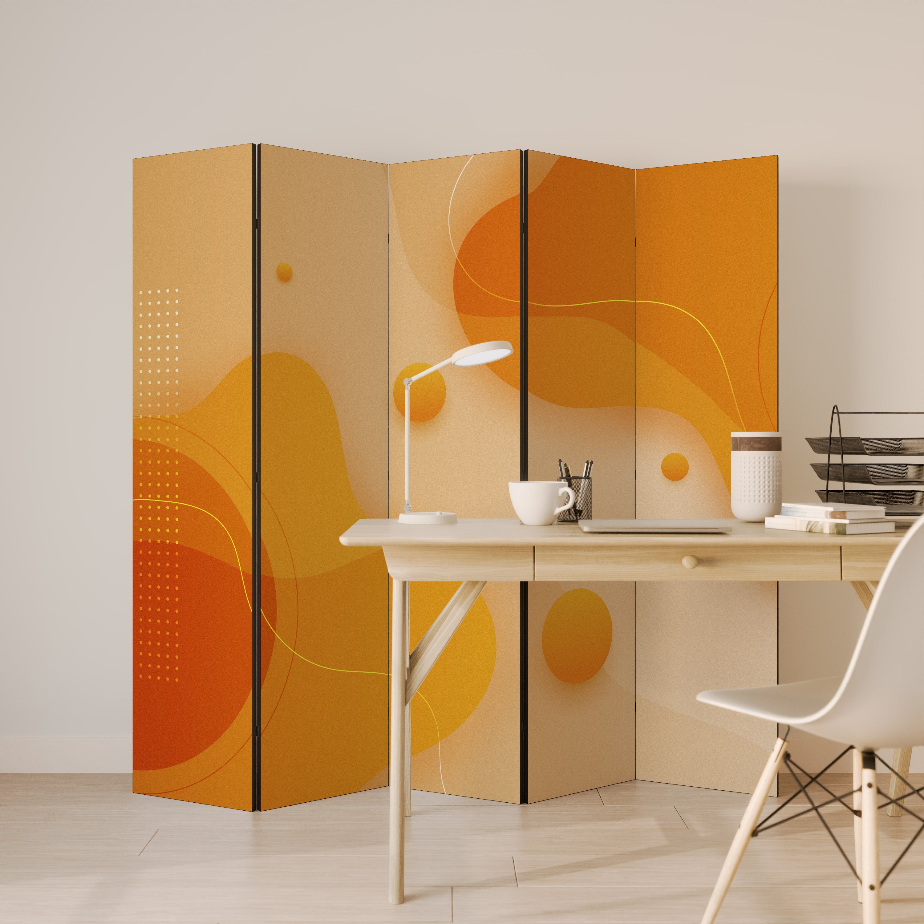ORANGE ARRANGEMENT Dekoracyjny parawan 5-skrzydłowy