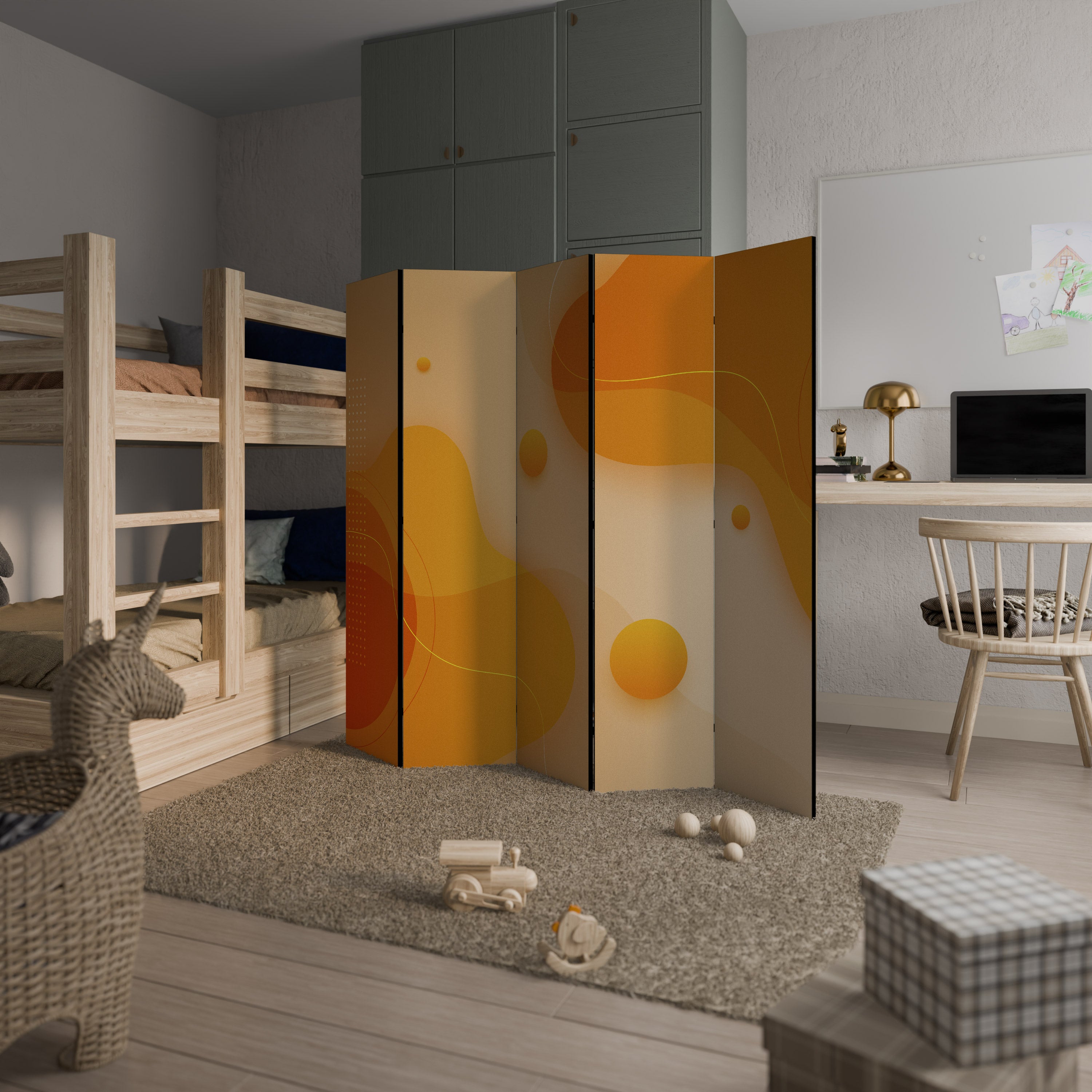ORANGE ARRANGEMENT Dekoracyjny parawan 5-skrzydłowy