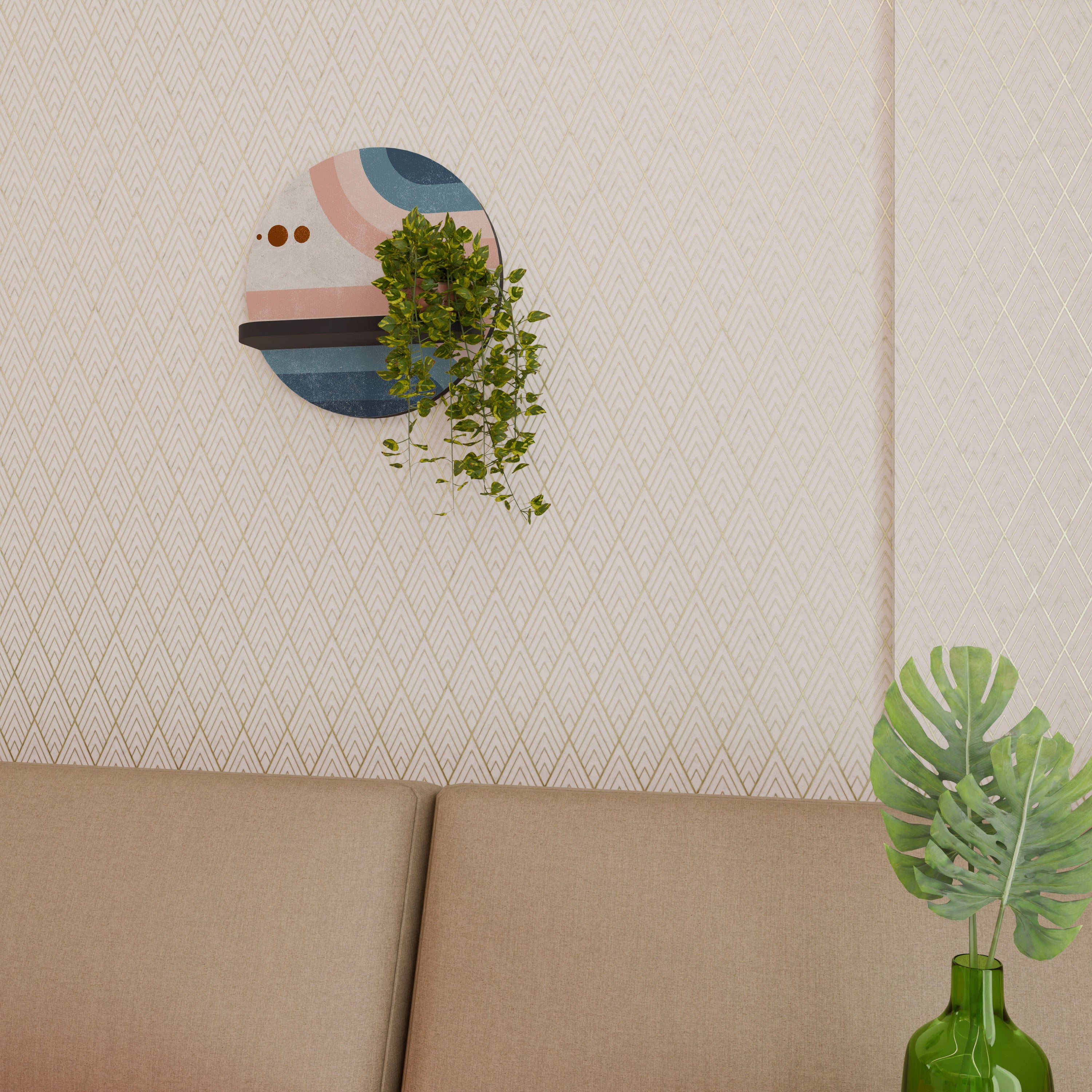 TWO HALVES Półka okrągła Czarna