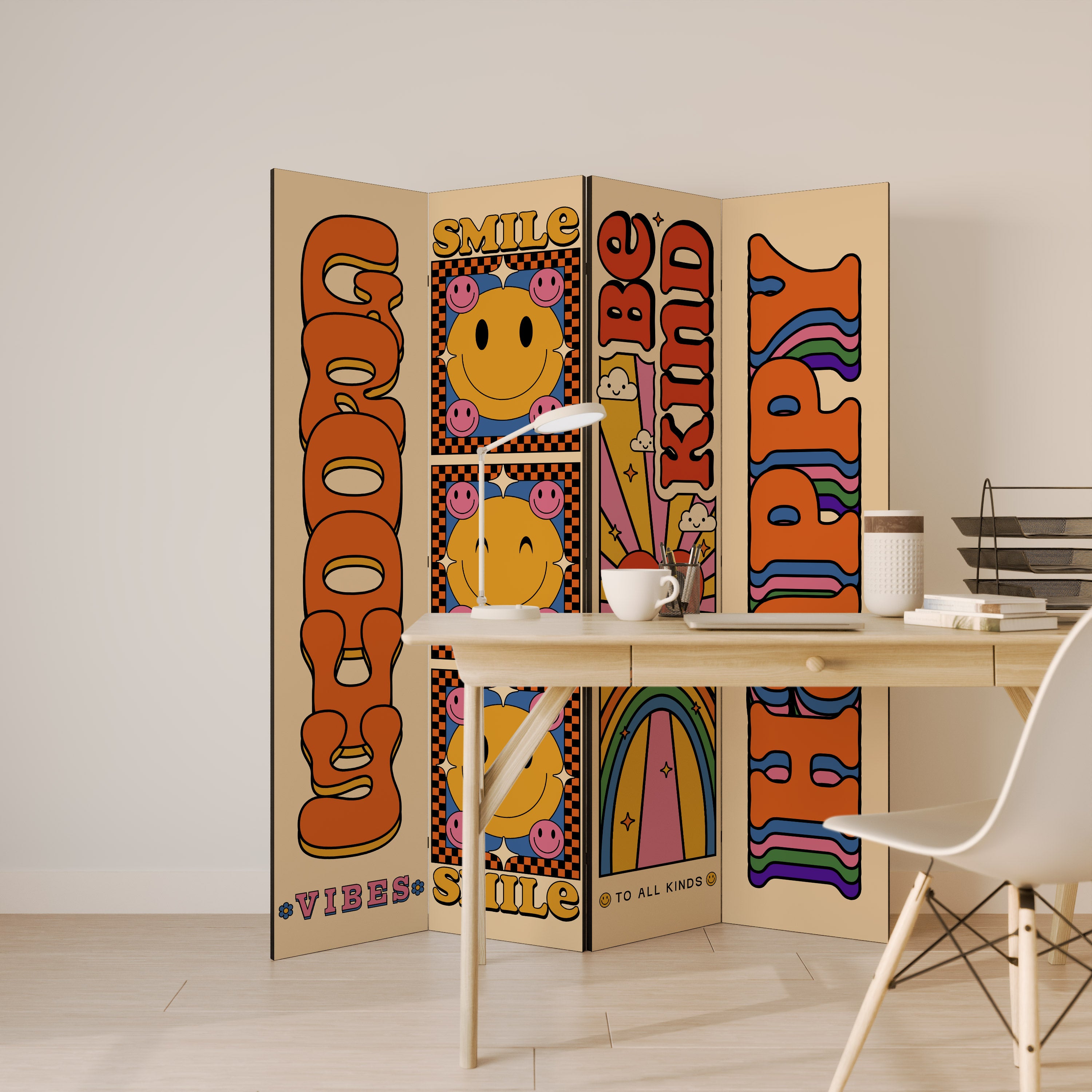 GROOVY POSTERS Dekoracyjny parawan 4-skrzydłowy