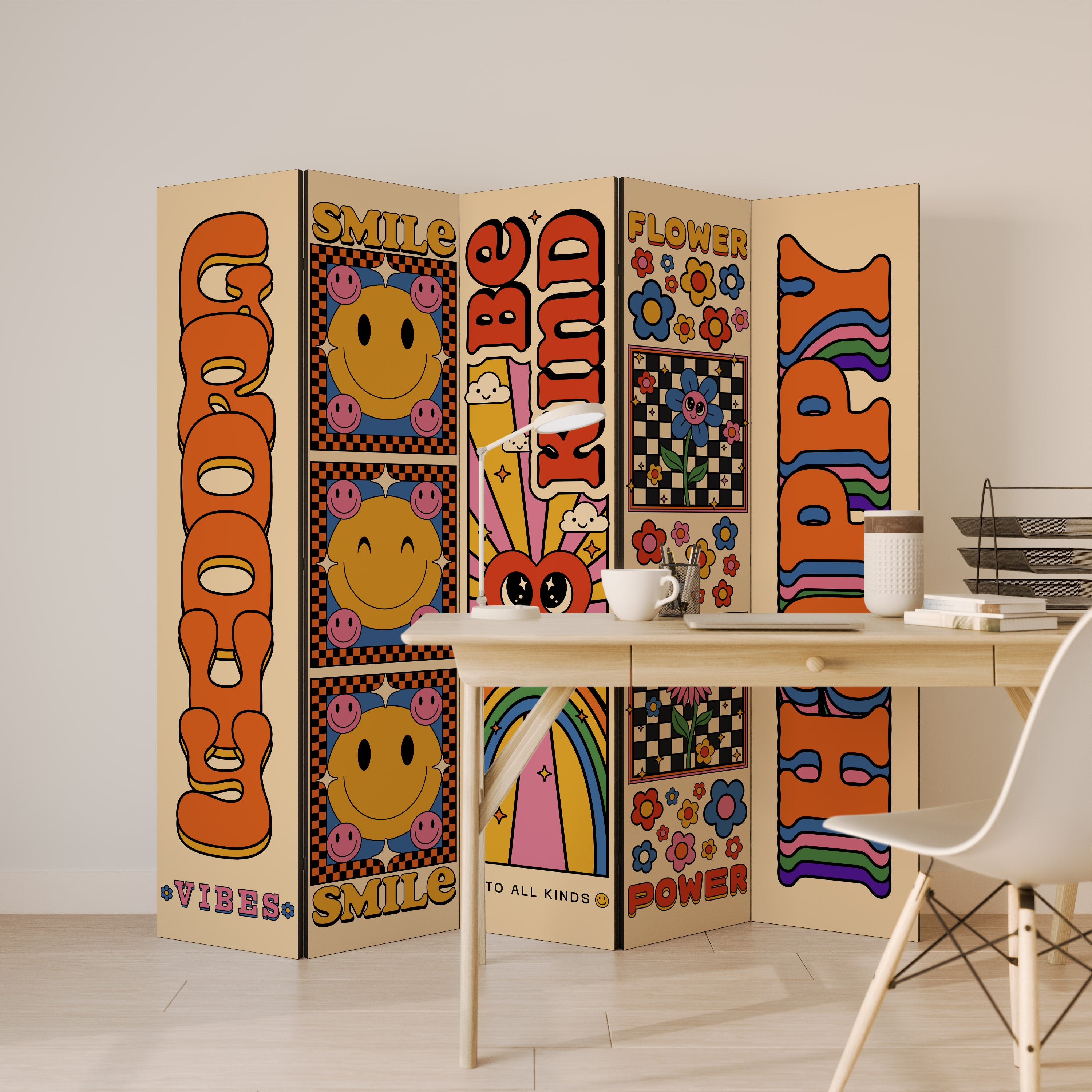 GROOVY POSTERS Dekoracyjny parawan 5-skrzydłowy