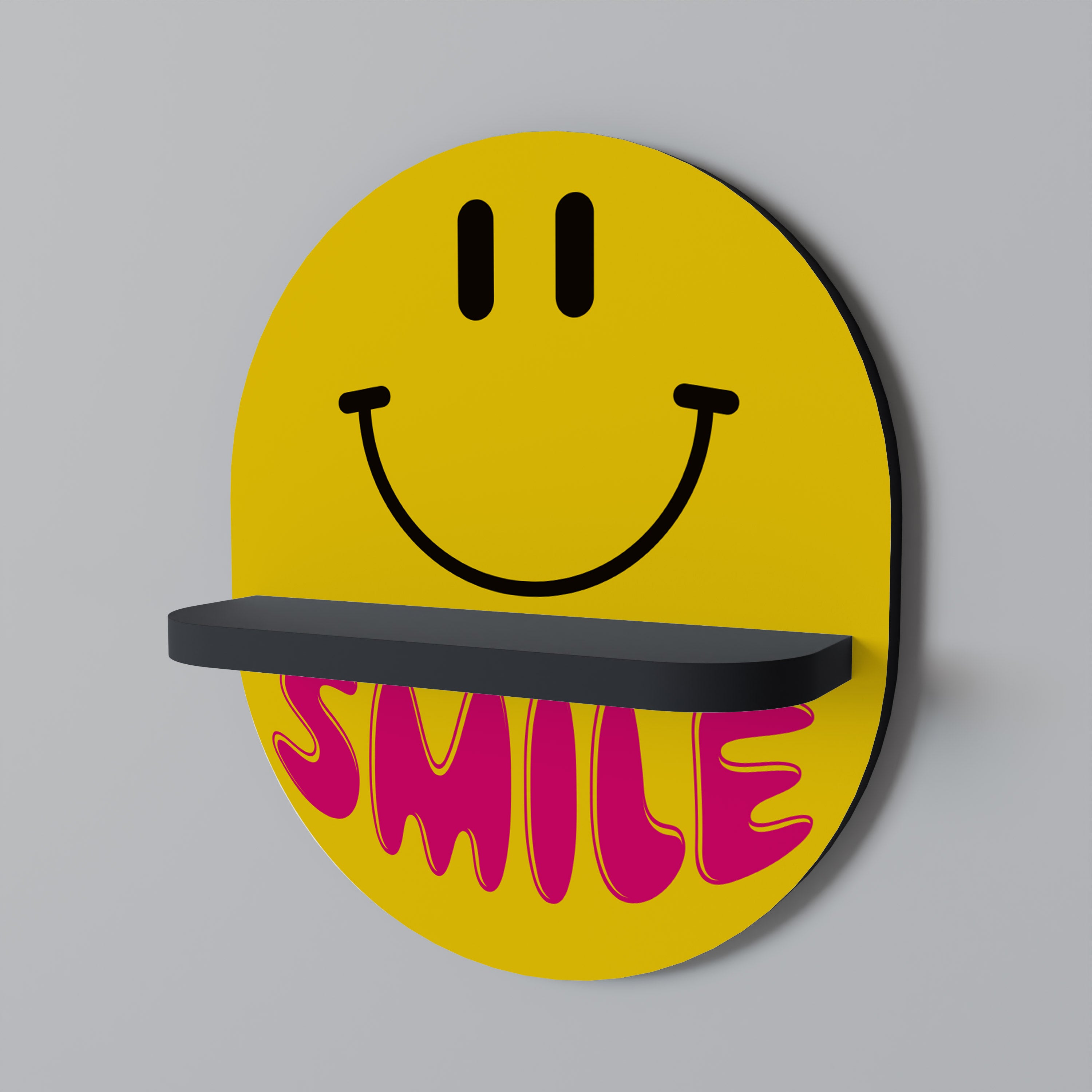 KEEP SMILING Półka owalna Czarna